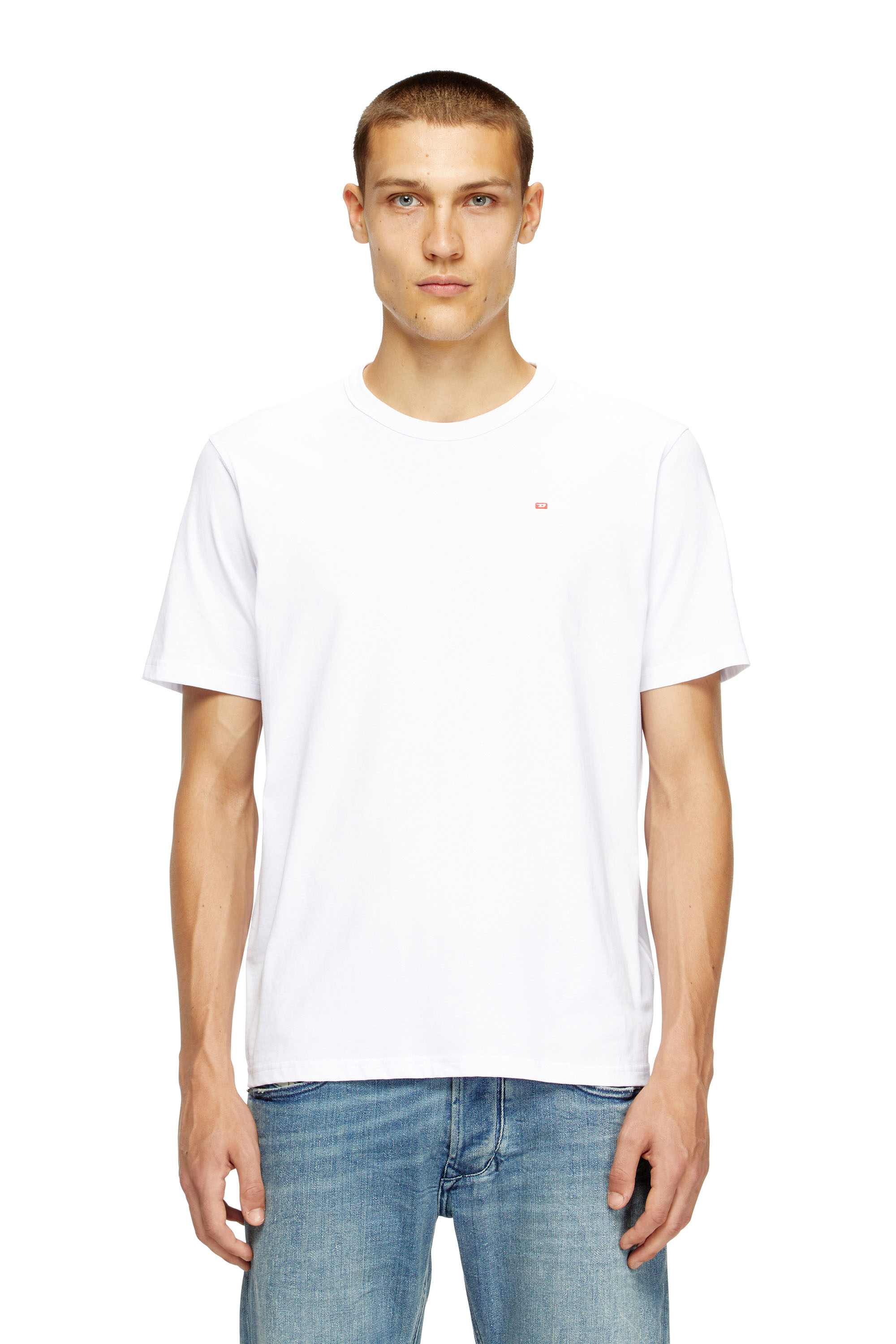Diesel - T-ADJUST-MICRODIV, T-shirt con micro logo ricamato Unisex in Bianco - 2