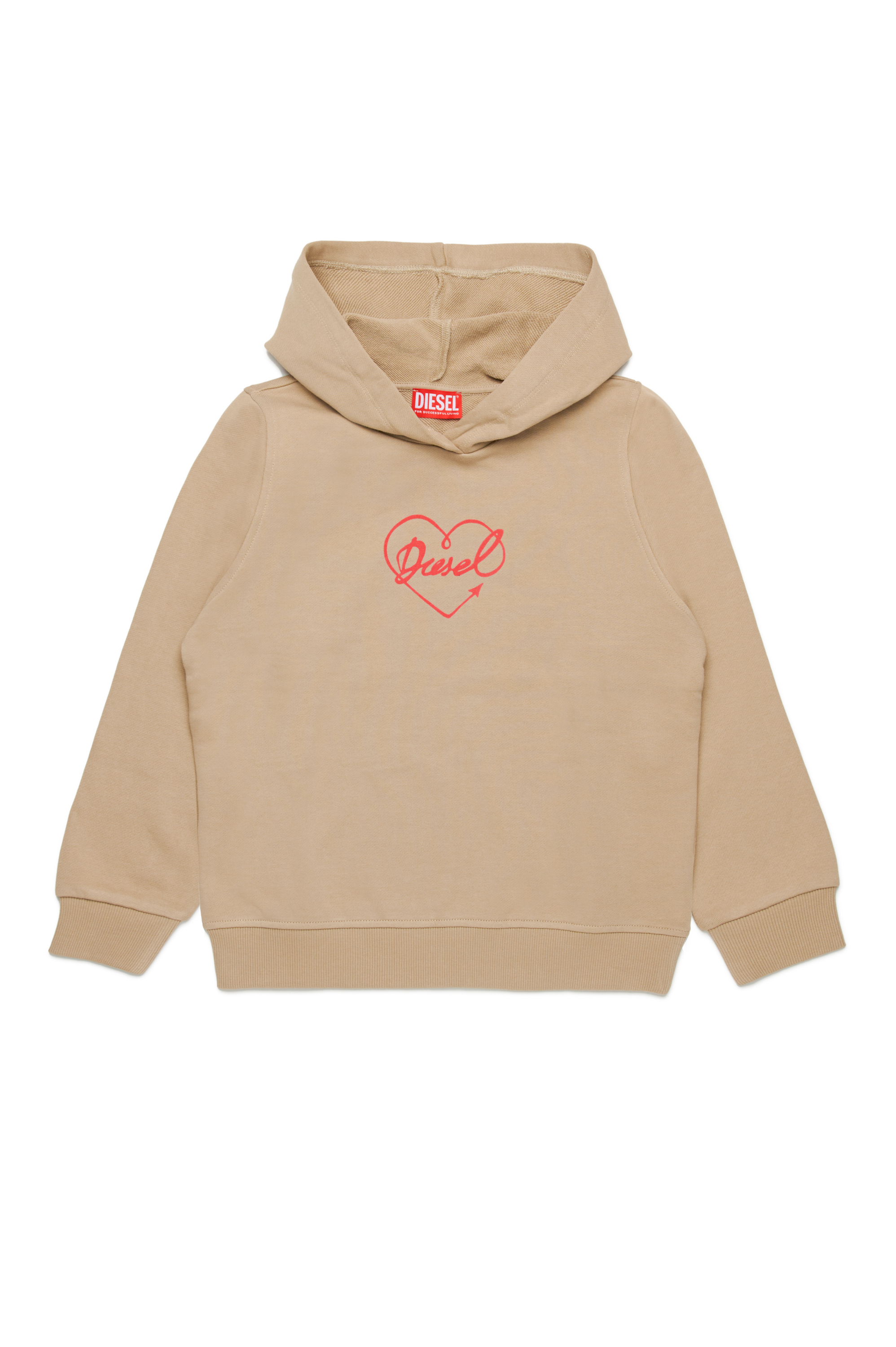 Diesel - SIDDY, Woman's Hoodie with flocked logo heart in Light Brown - 1