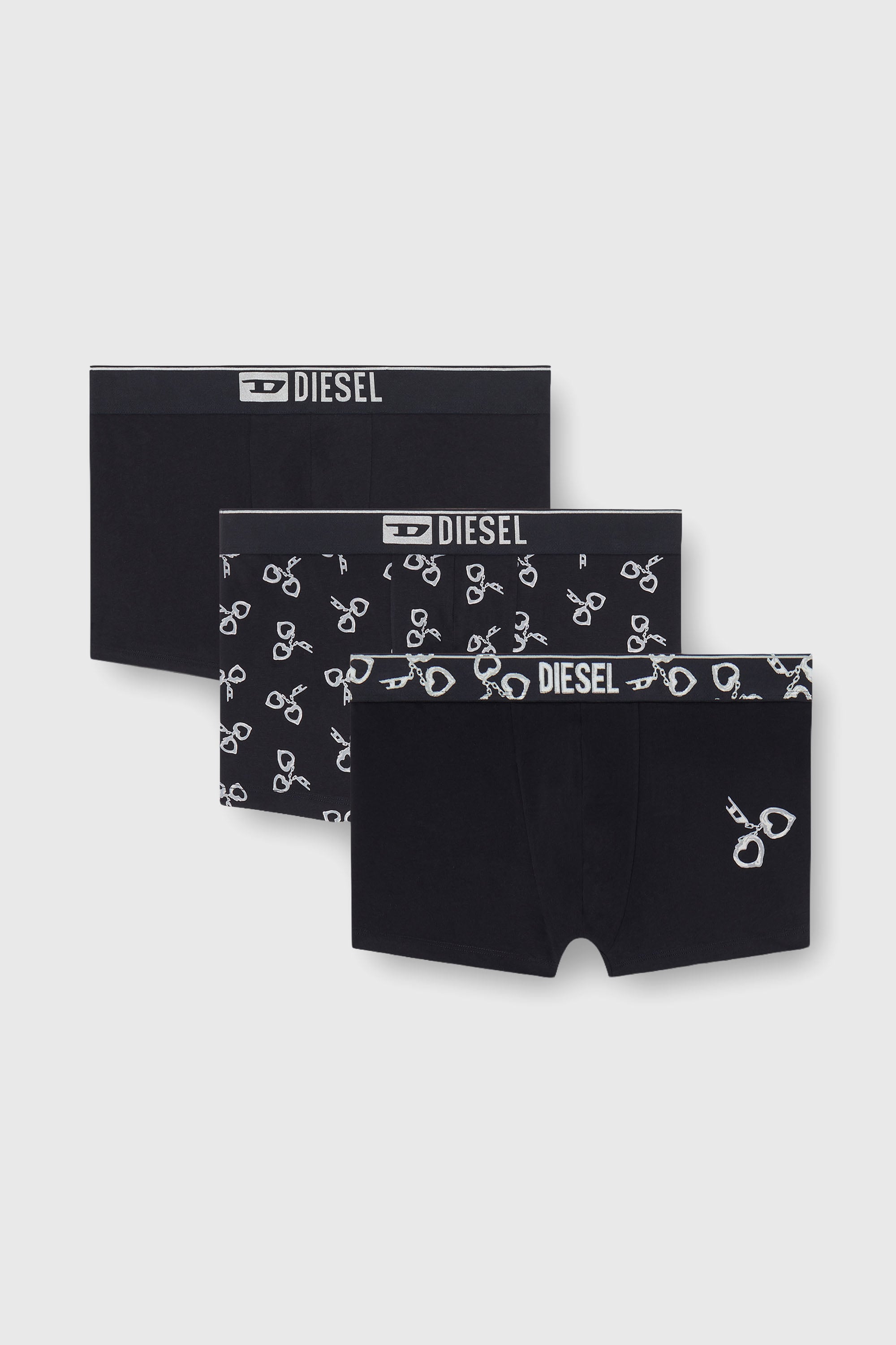 Diesel - DAMIEN-GFT-3PACK, Set da tre boxer lungo con motivo manette Uomo in Nero - 1