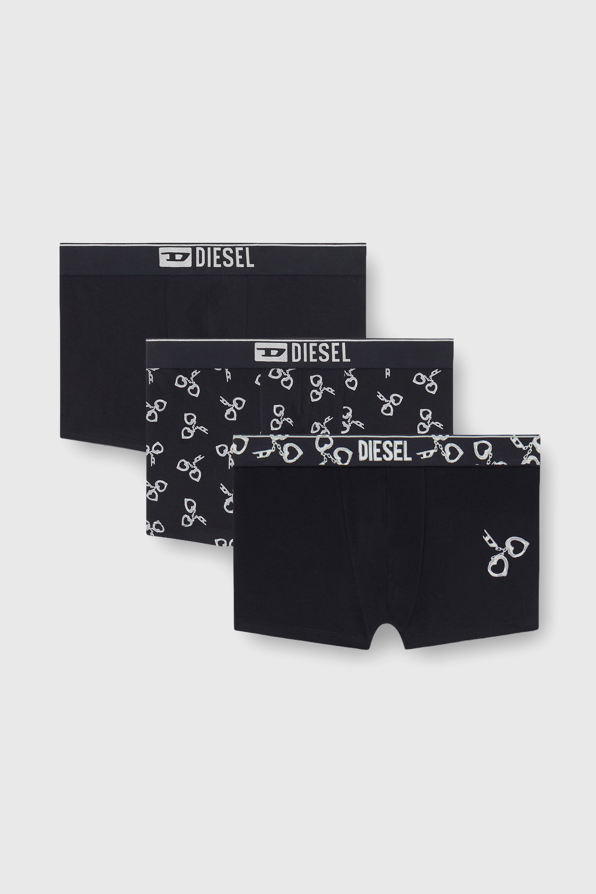 Diesel - DAMIEN-GFT-3PACK, Set da tre boxer lungo con motivo manette Uomo in Nero - 2