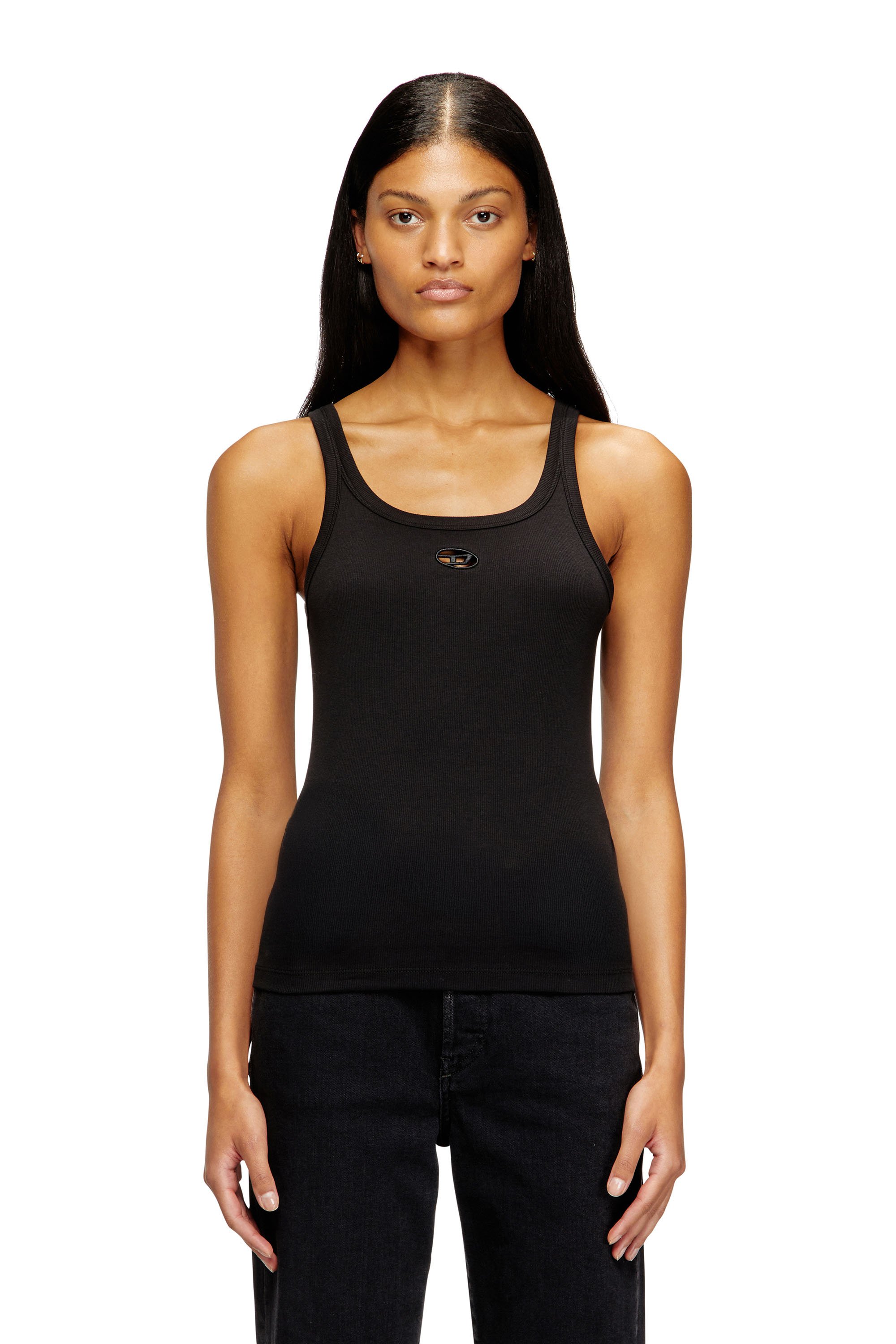 Diesel - T-WIFE-OD, Canotta slim con Oval D tagliato al laser Donna in Nero - 1