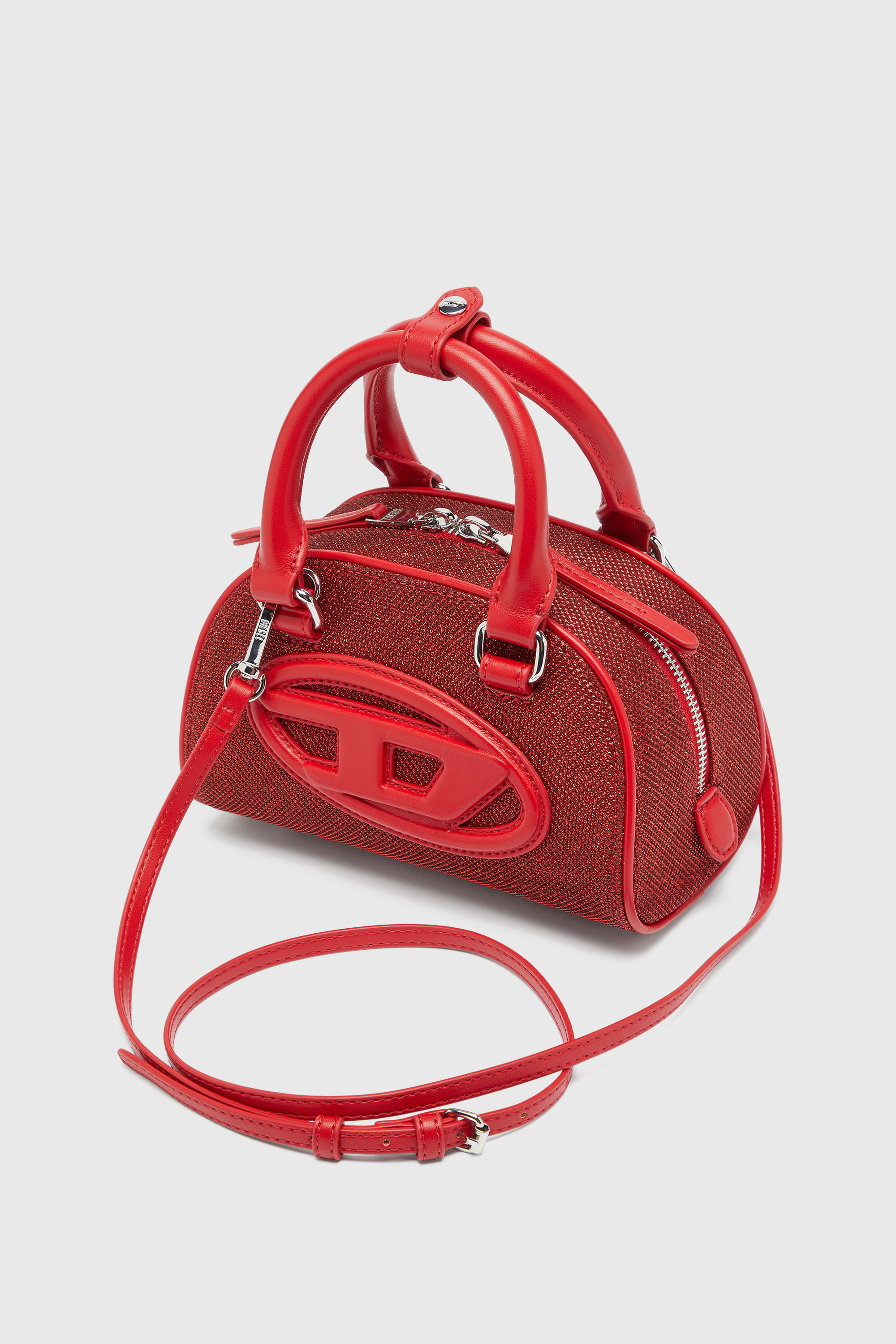 Diesel - 1DR DOME CROSSBODY, 1DR Dome - Borsa bowling piccola in tessuto lurex Donna in Rosso - 6