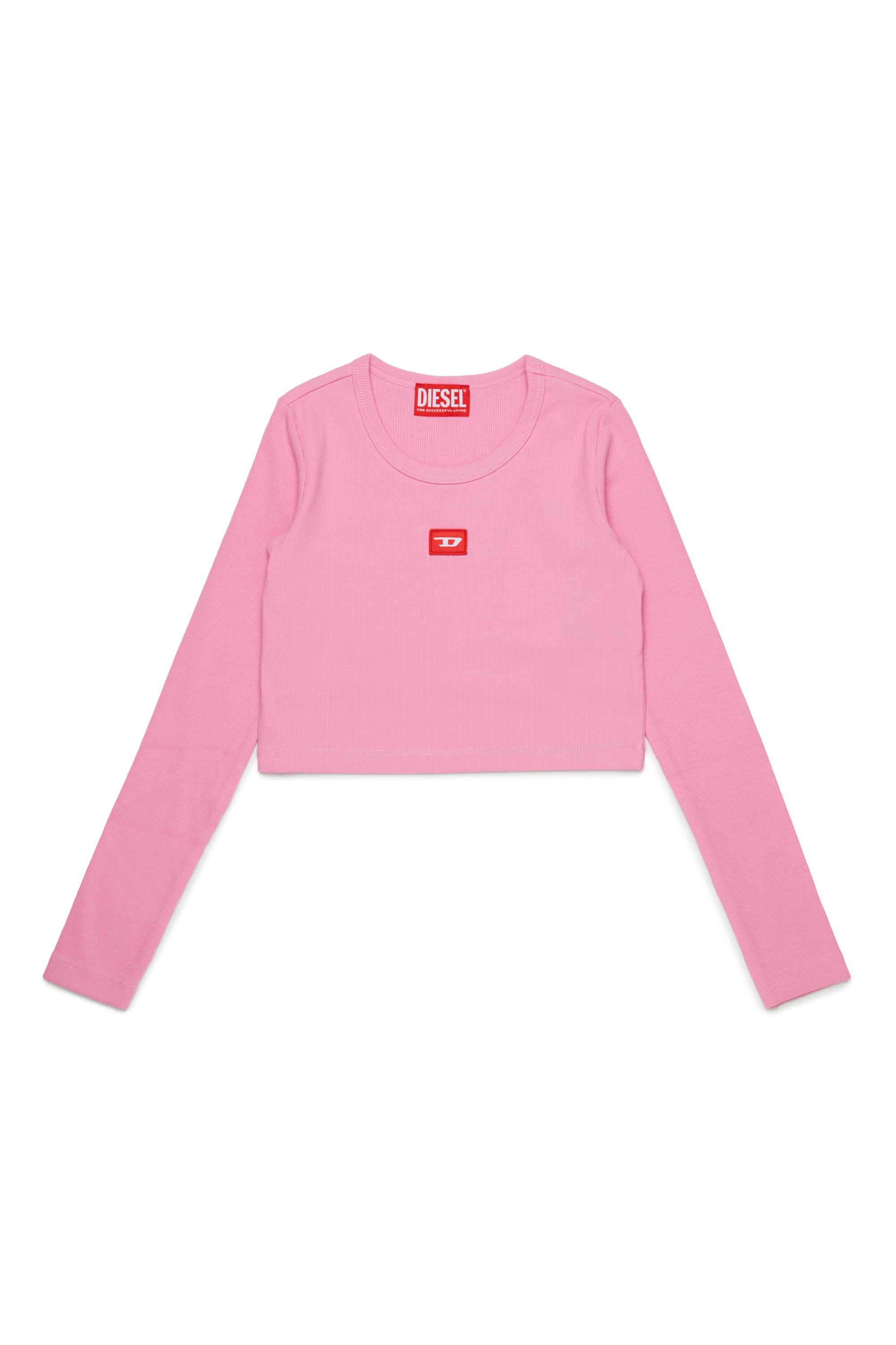 Diesel - TBALLETD, T-shirt in cotone con logo a contrasto Donna in Rosa - 1