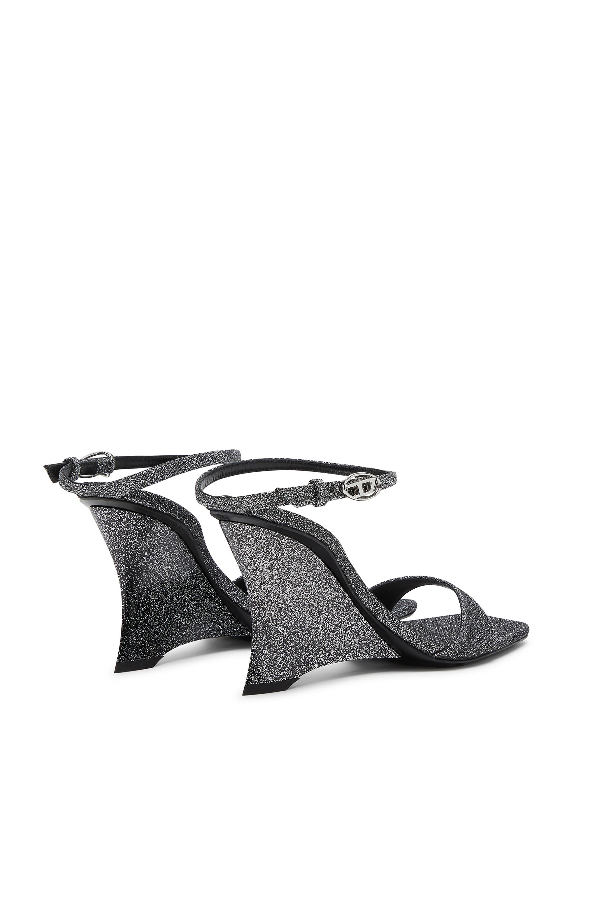D-AMBER SANDAL WEDGE, Argento Diesel - D-AMBER SANDAL WEDGE, D-Amber-Sandali in tessuto Lurex Donna in Argento - 3