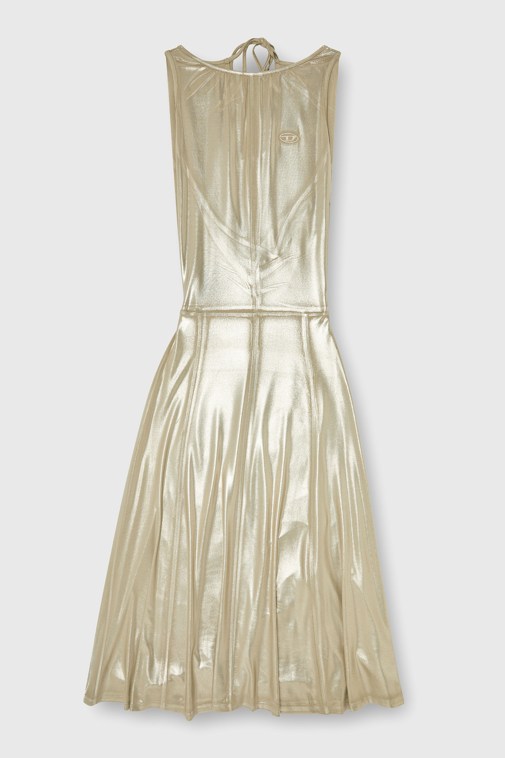 Diesel - D-DYVYNY, Abito midi metallizzato fluido con schiena scoperta Donna in Oro - 2