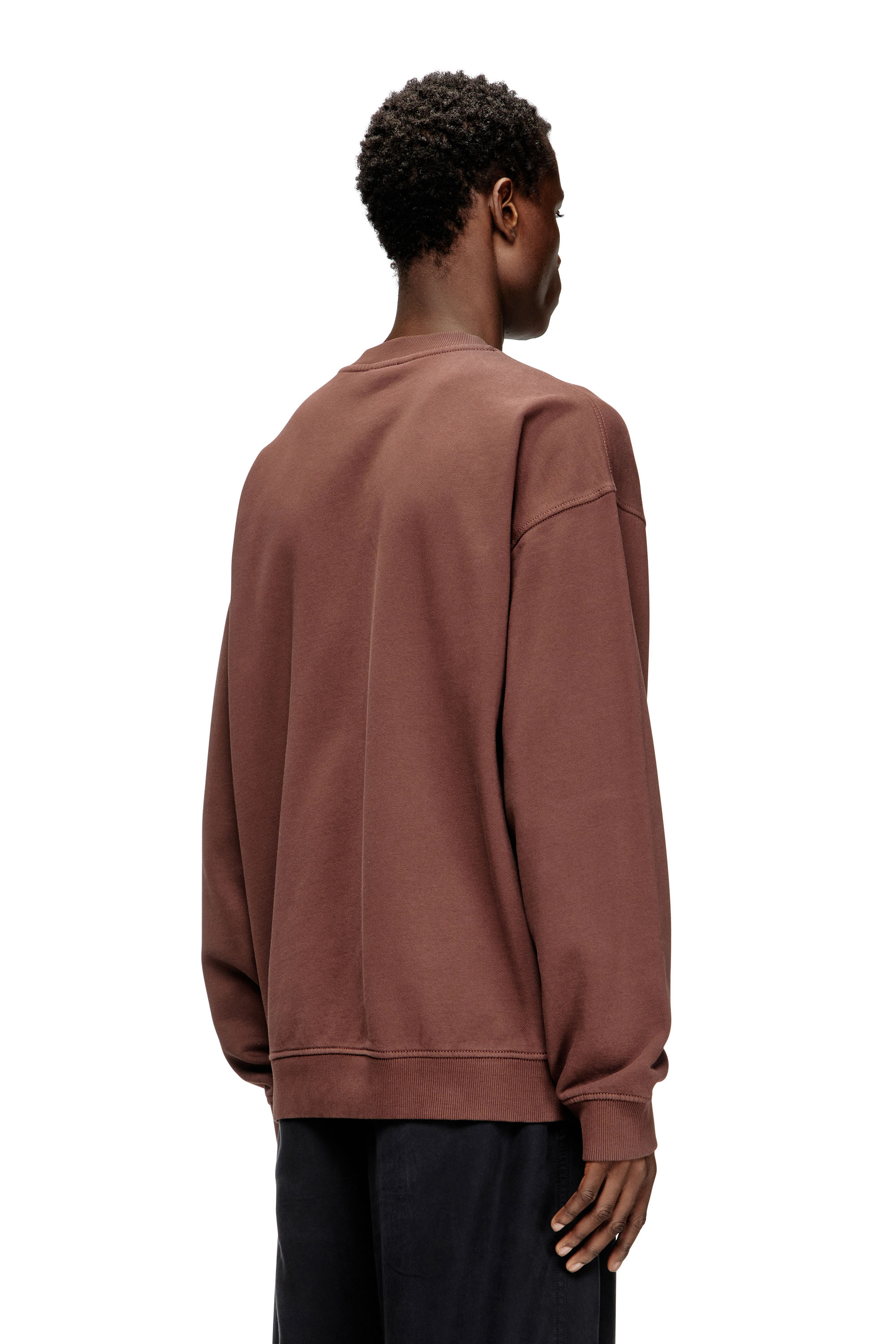 Diesel - S-BOXT-N5, Felpa in cotone con logo Oval D floccato Uomo in Marrone - 4