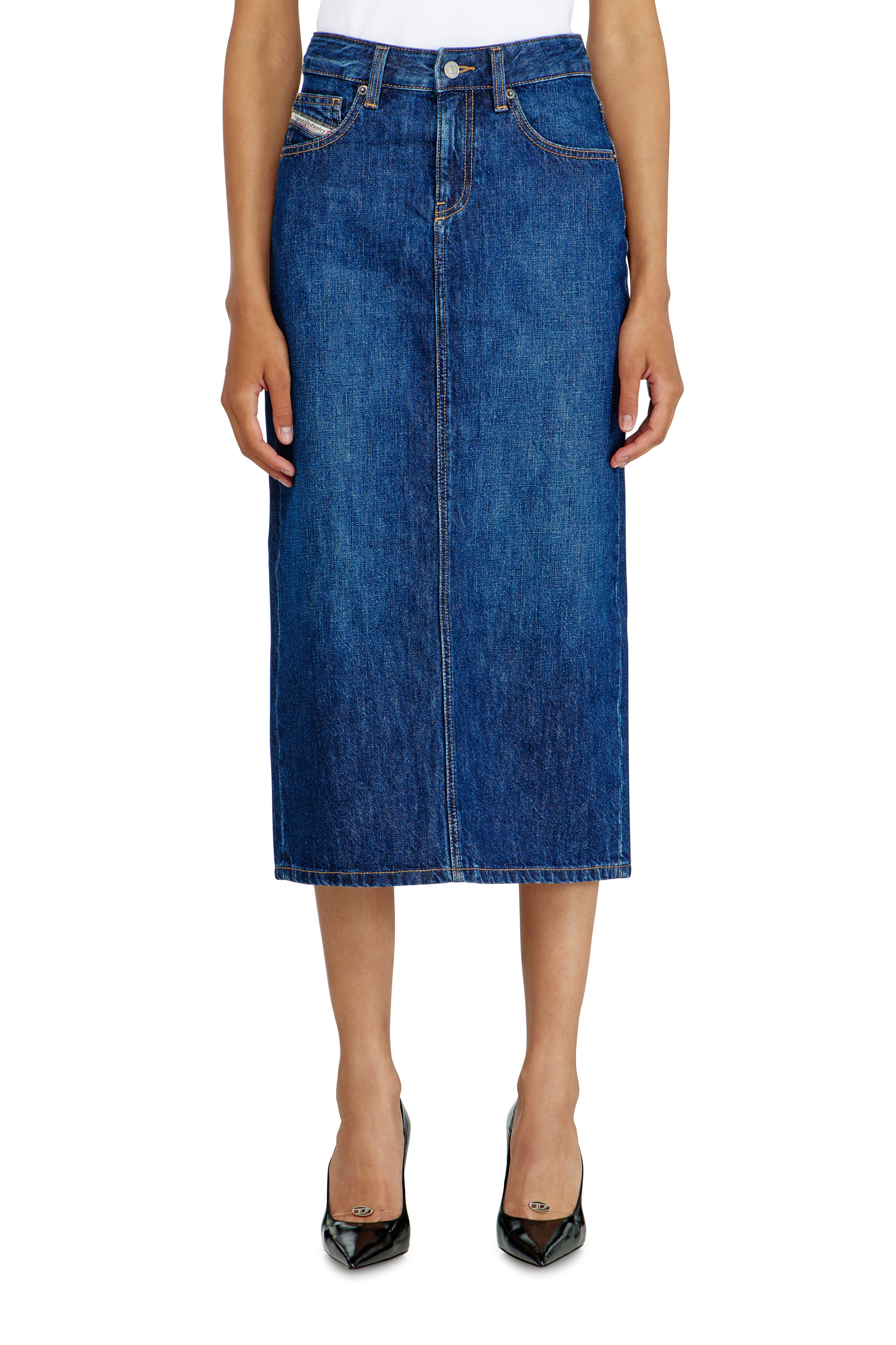 Diesel - DE-SKYE-D, Gonna midi in denim Donna in Blu - 3