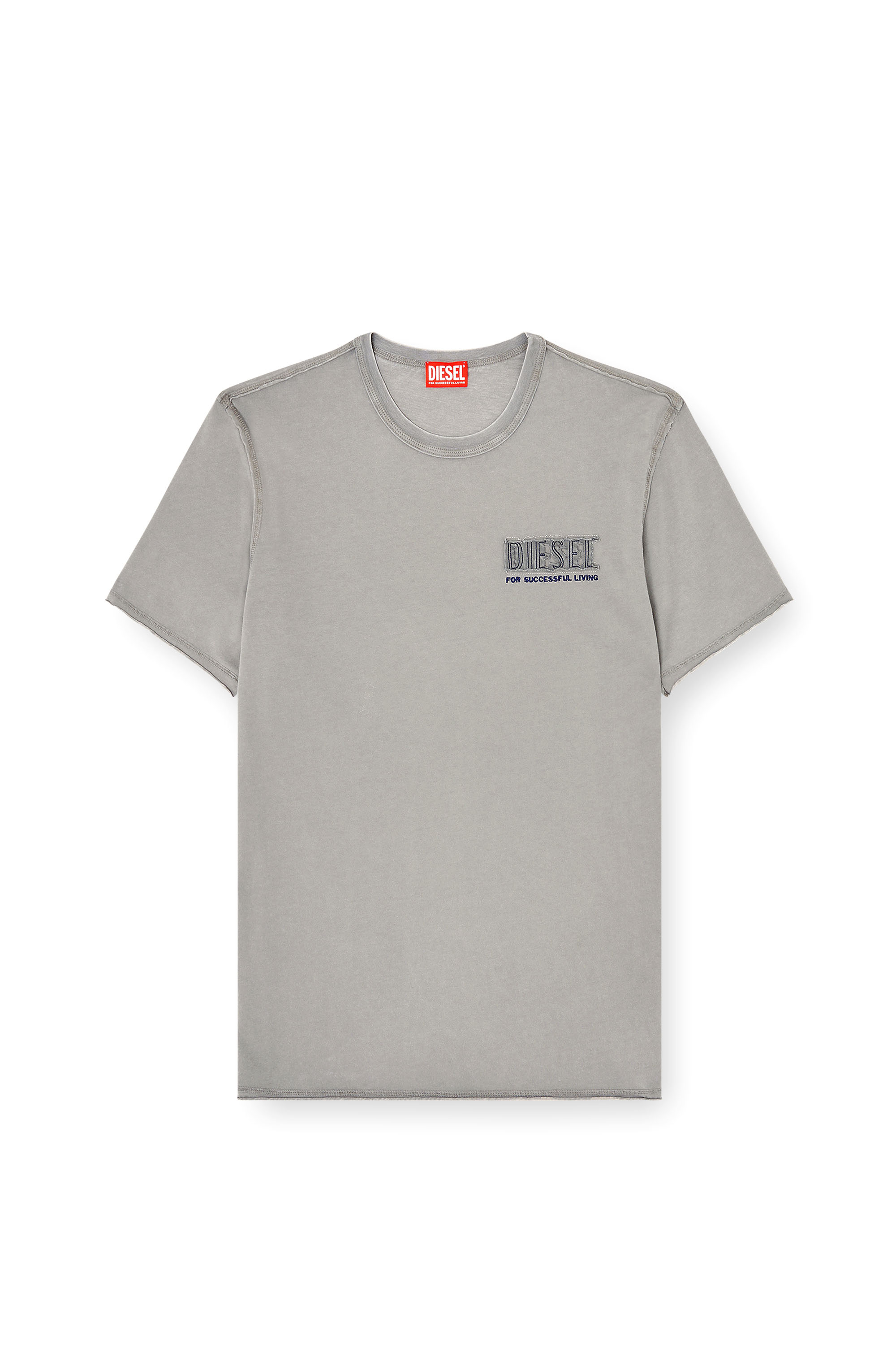 Diesel - T-RAWJUST-V1, T-shirt acid-wash con bordi a taglio vivo Uomo in Grigio - 3