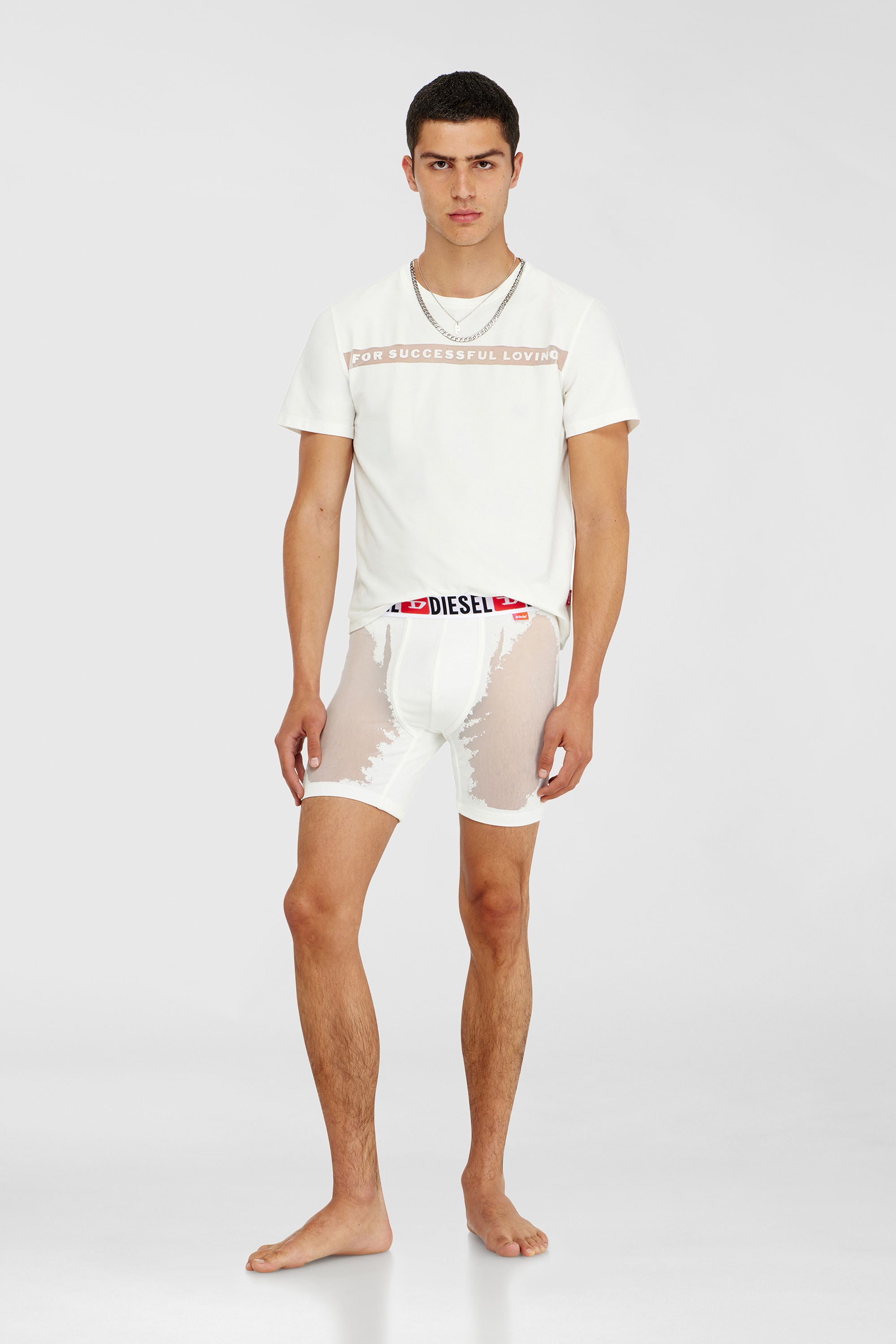 Diesel - PR-MAX-D-CORE, Boxer lungo con effetto devor&eacute; trasparente Uomo in Bianco - 1