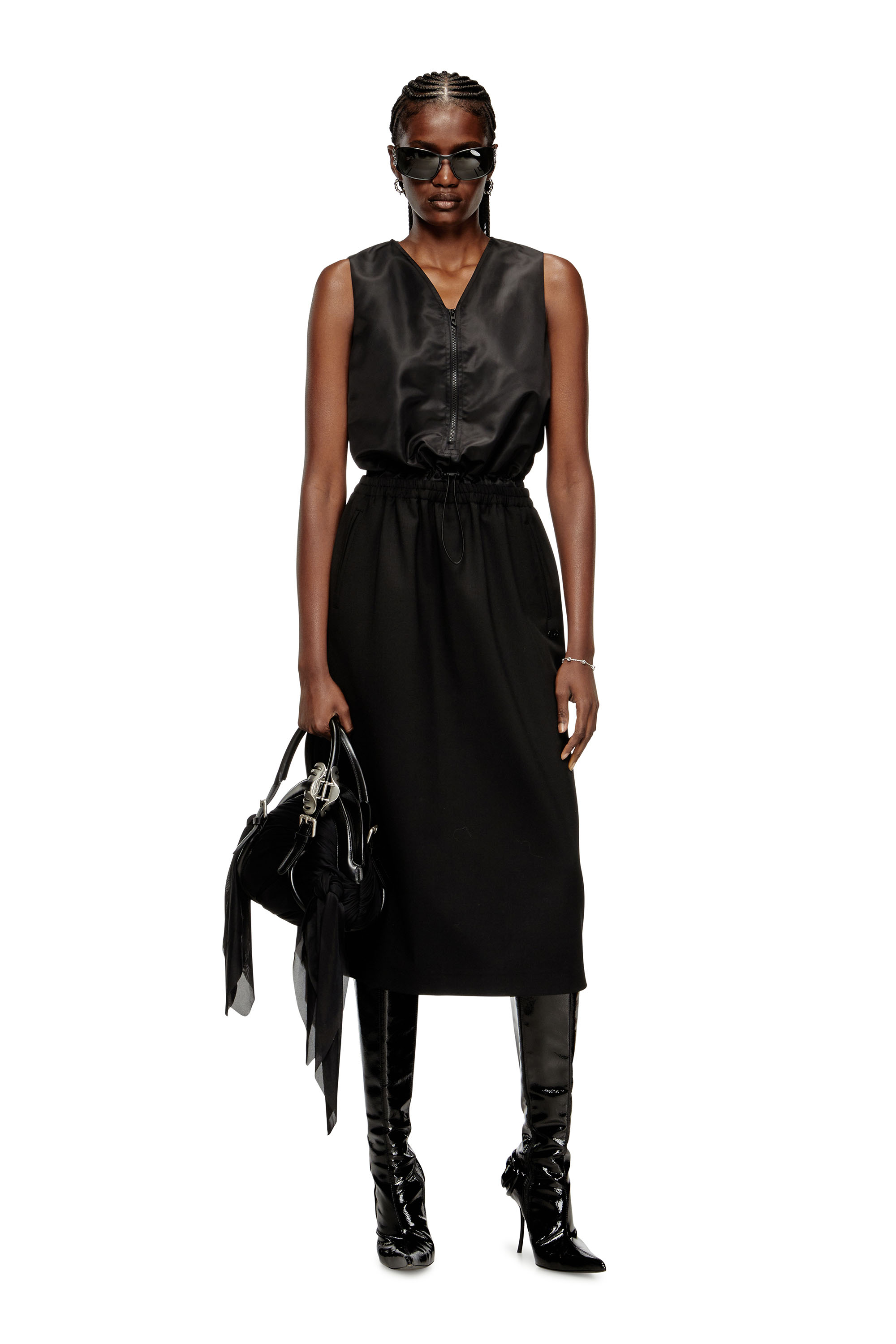 Diesel - D-RUID-R2, Abito midi con gonna in lana Donna in Nero - 1