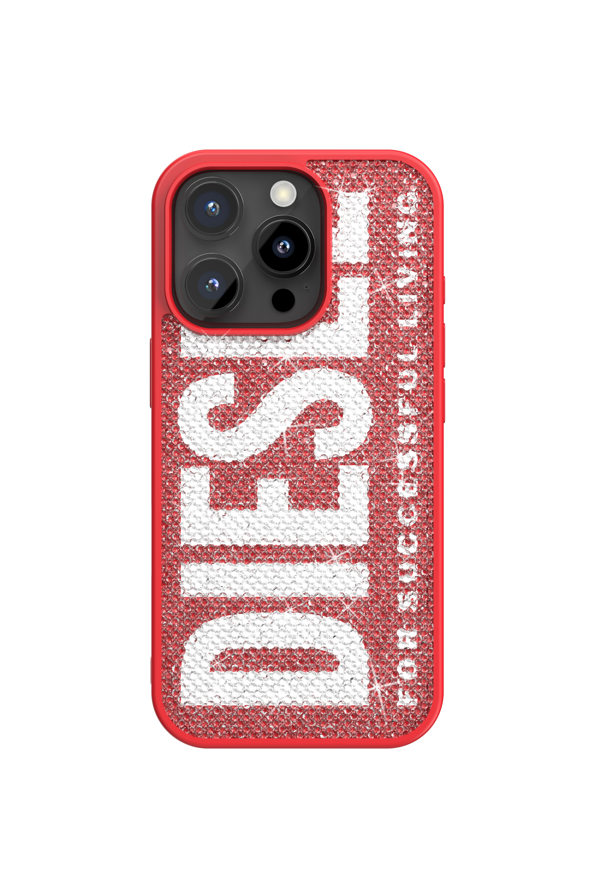 Diesel - 60188 MOULDED CASE, Cover con cristallo Swarovski per iP 16 Pro Unisex in Rosso - 2