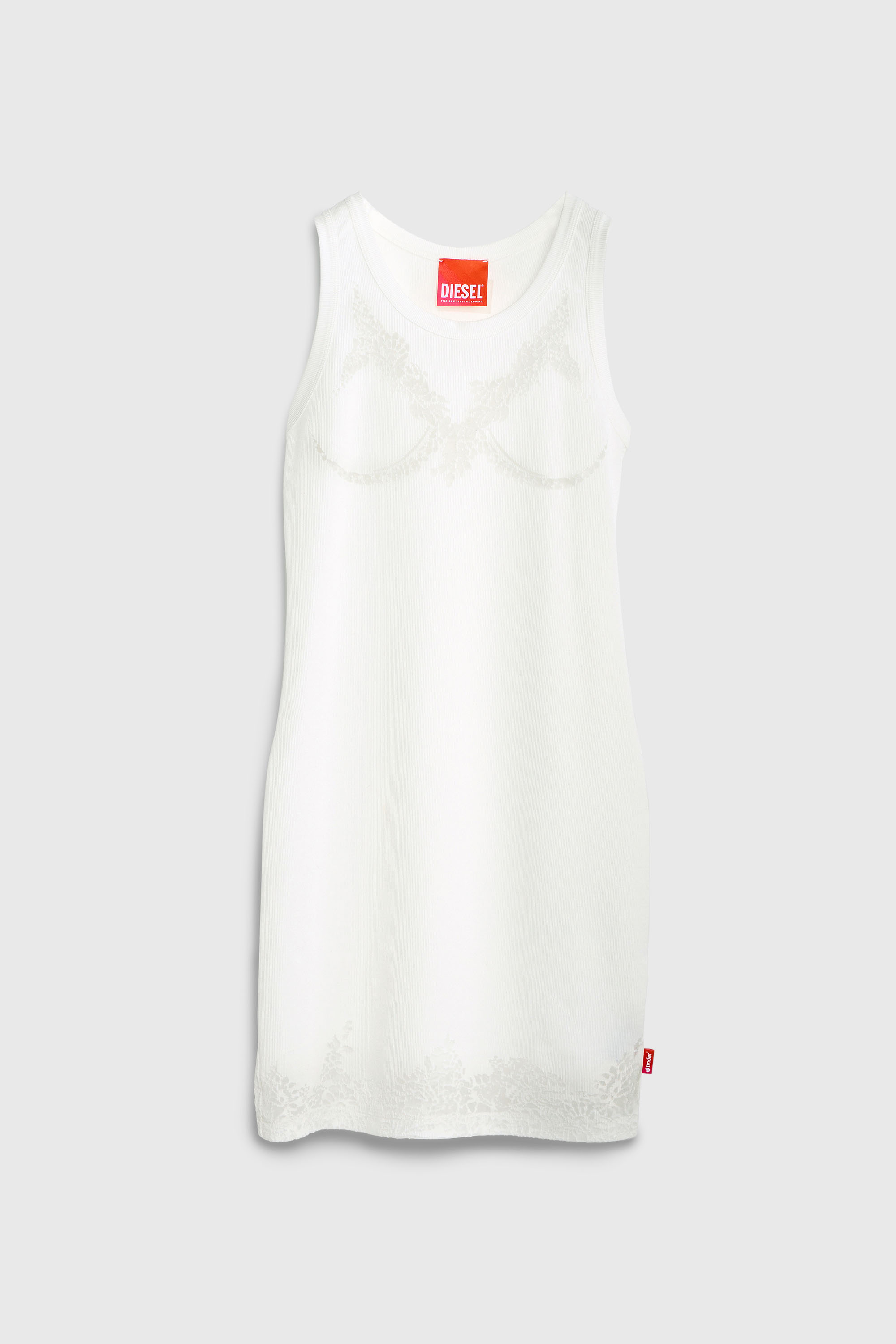 Diesel - PR-D-ANKI-LACE-R, Abito canotta effetto pizzo devor&eacute; Donna in Bianco - 2