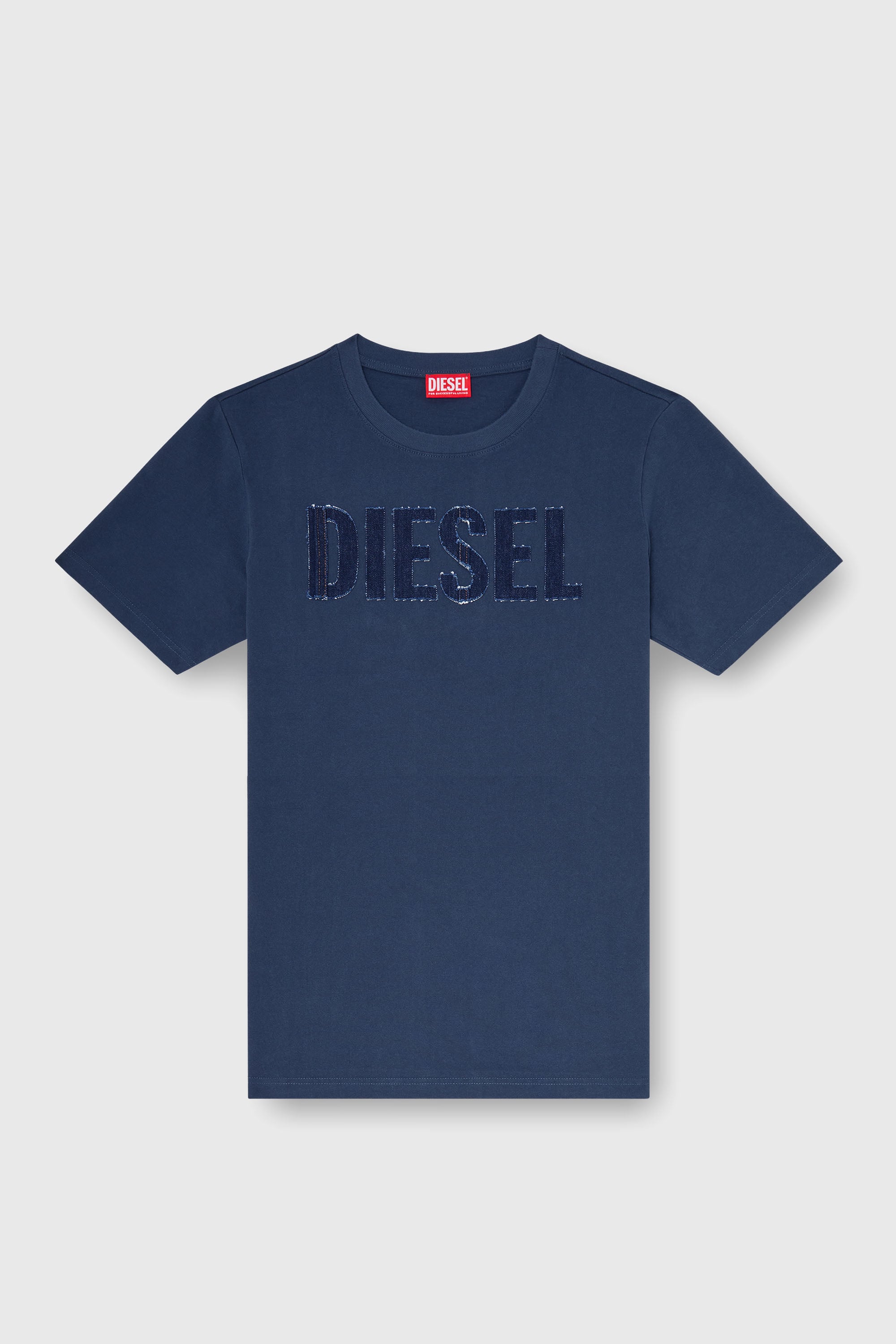 Diesel - T-JUST-APP-T92, T-shirt in cotone con stampa logo Diesel tono su tono Uomo in Blu - 2