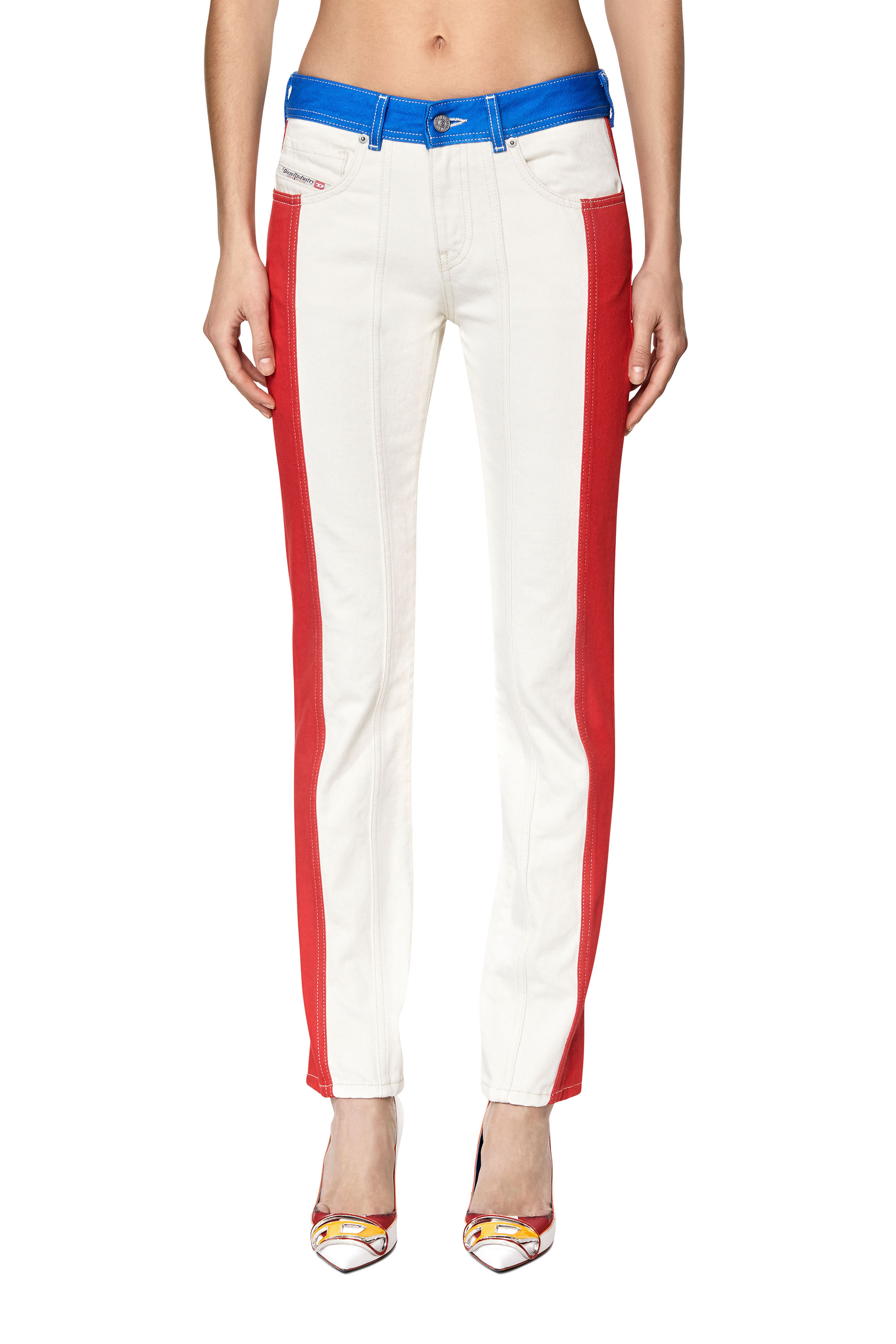 2002 0EIAR Straight Jeans, Bianco/Rosso - Jeans
