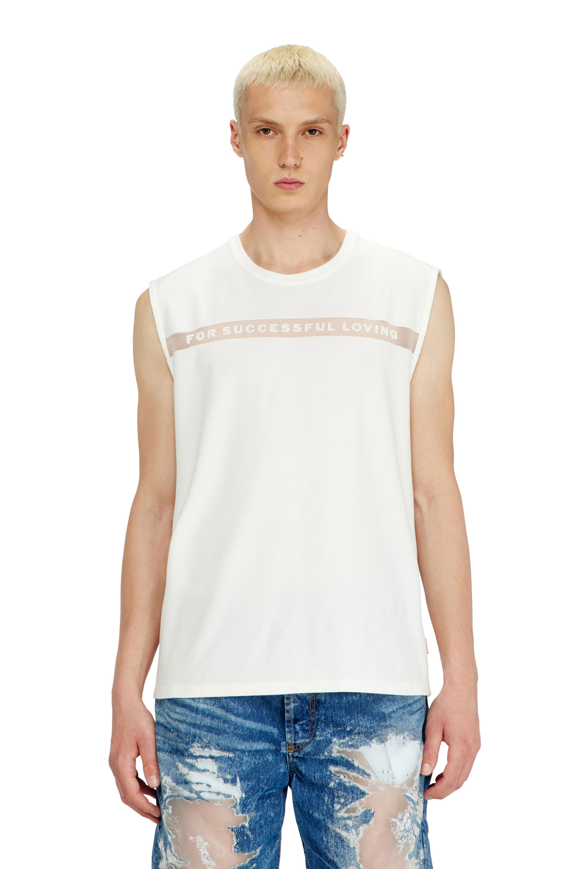 Diesel - PR-T-NORM-BISC-MATI-R, Canotta con logo For Successful Loving Unisex in Bianco - 3