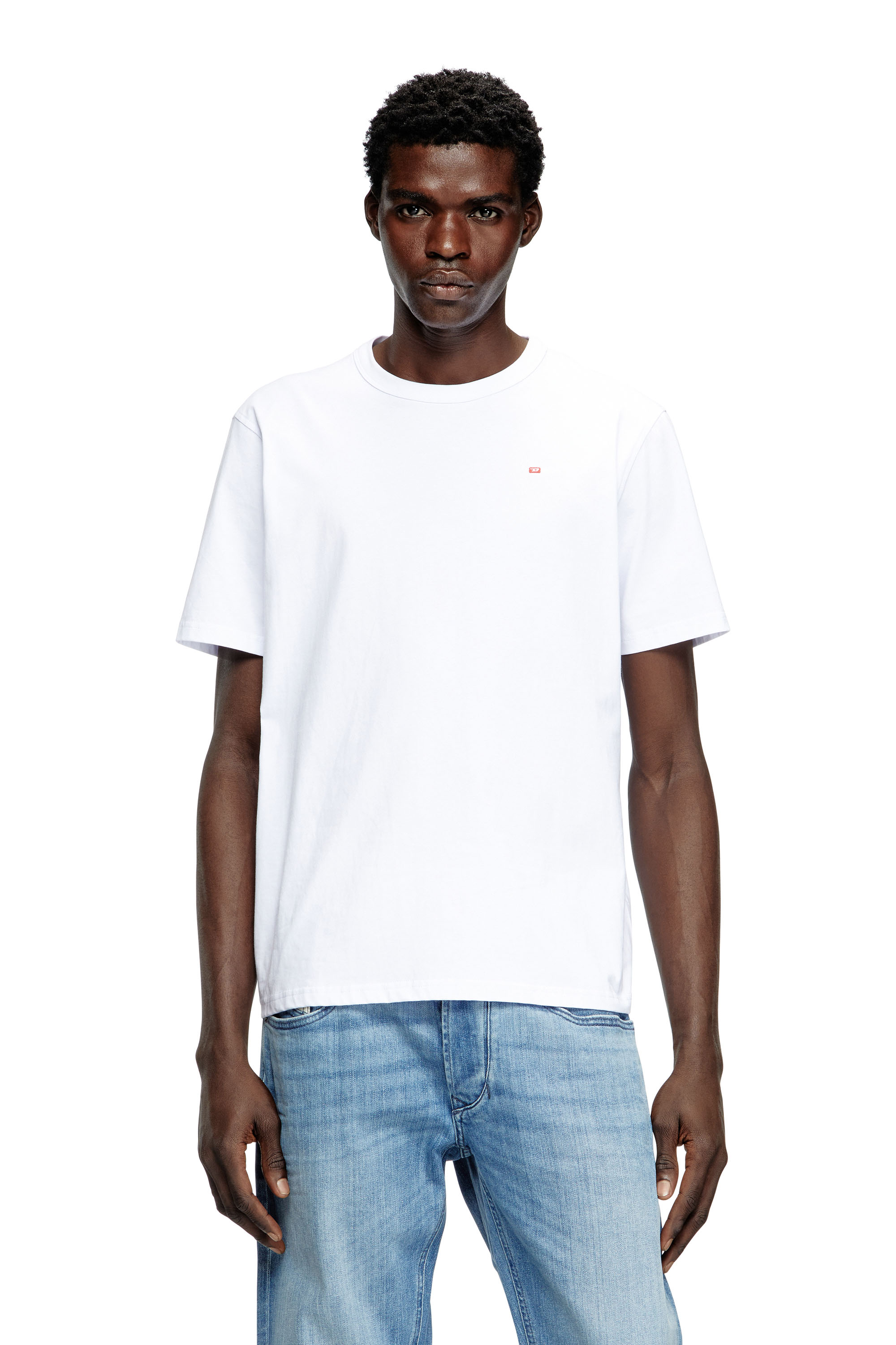 Diesel - T-ADJUST-MICRODIV, T-shirt con micro logo ricamato Unisex in Bianco - 1