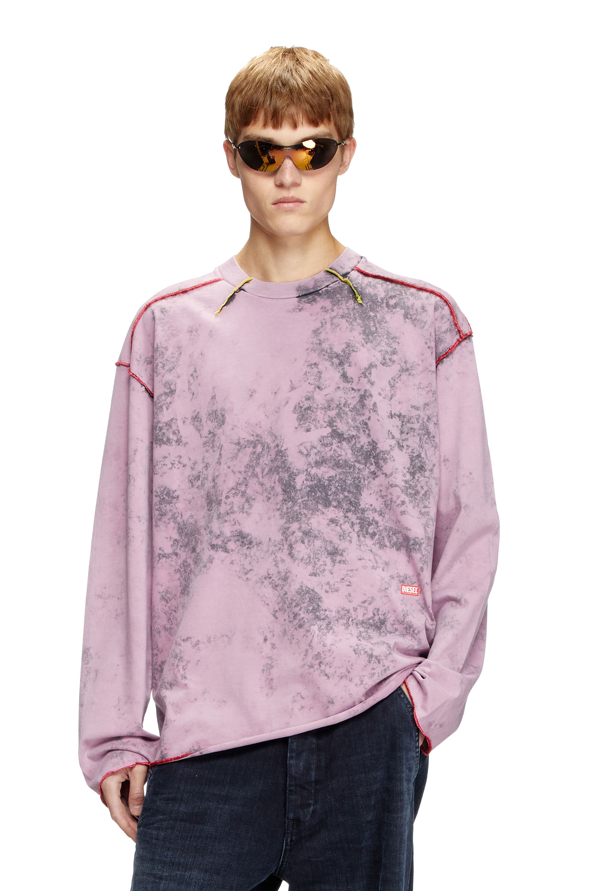 Diesel - T-CRAHOR-LS-R1, Maglia a maniche lunghe trattata Uomo in Rosa - 1