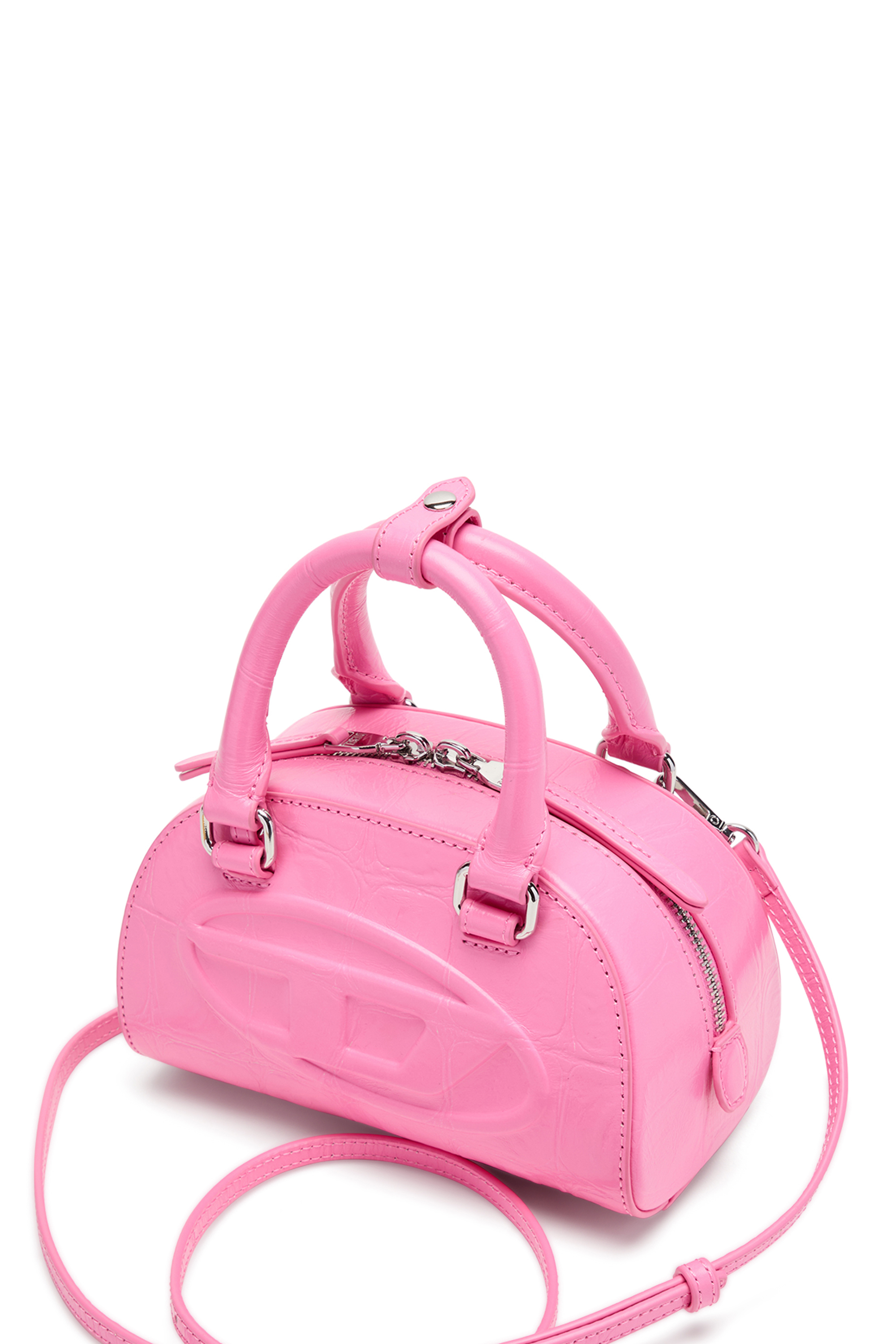 Diesel - 1DR DOME CROSSBODY, 1DR Dome-Borsa bowling mini in pelle effetto coccodrillo Donna in Rosa - 4