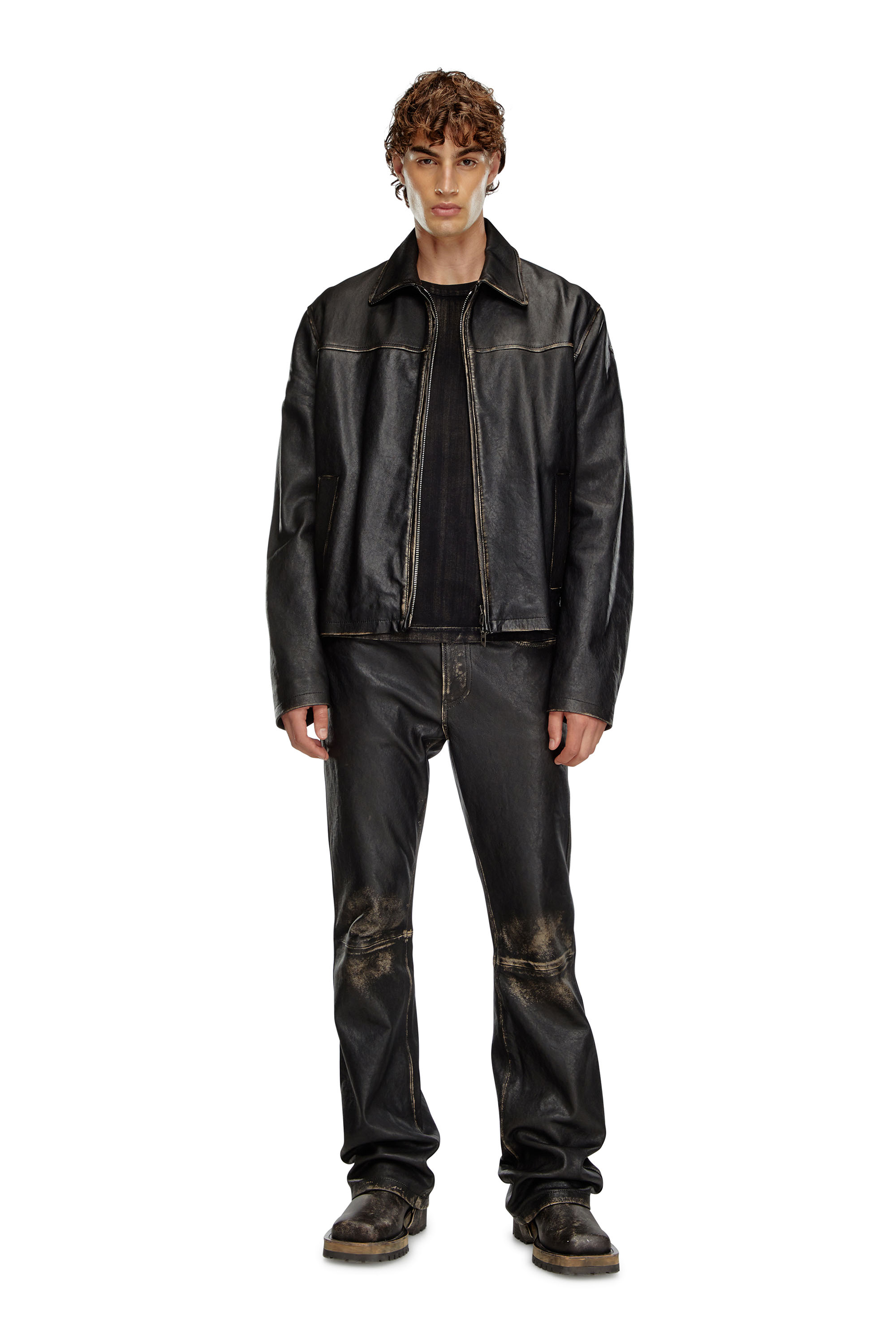 Diesel - L-BLIXIA, Uomo Giacca in pelle distressed in Nero - Image 2