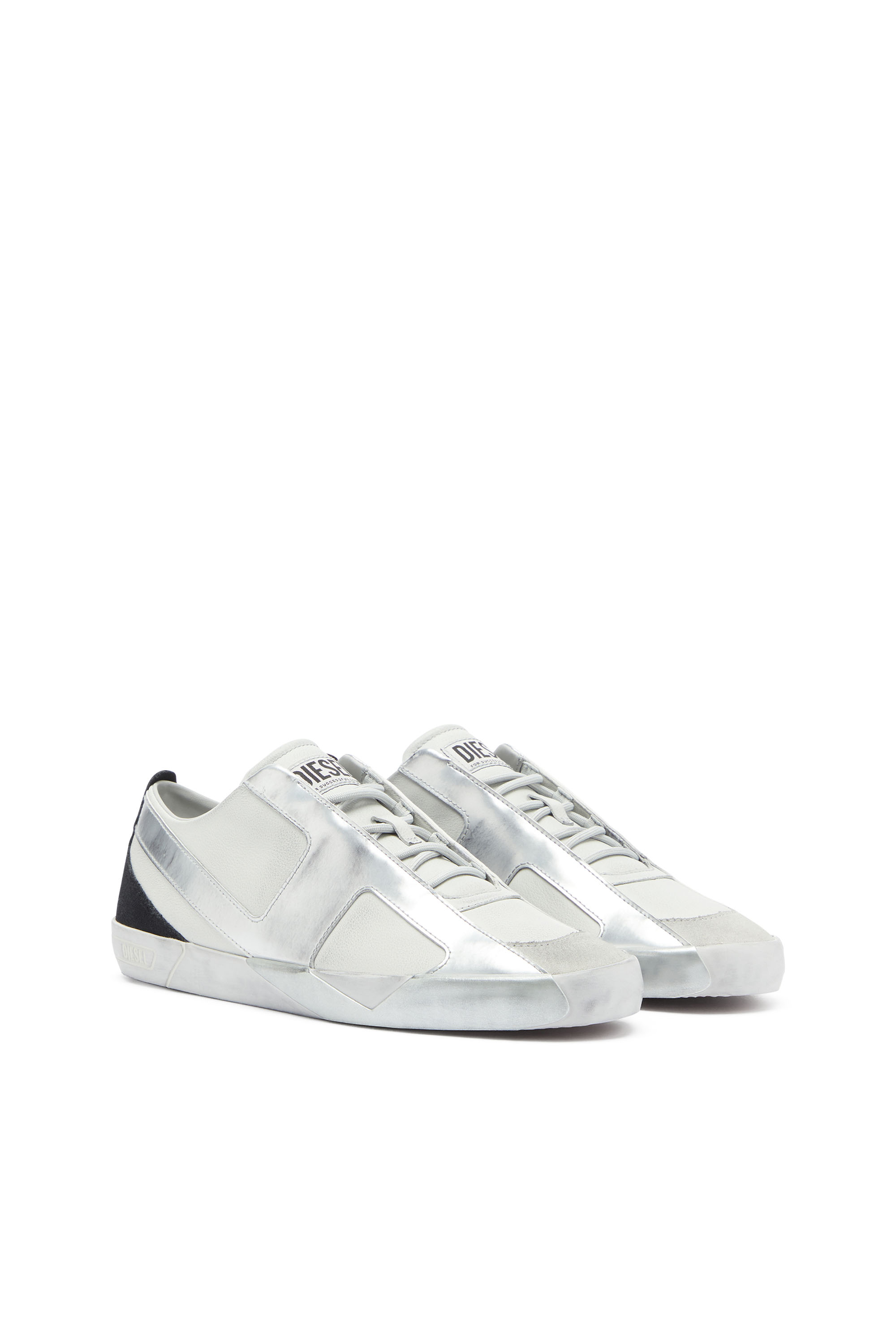 Diesel - S-SLANTE-D LOW, S-Slante-D - Sneakers effetto used in pelle e scamosciato Uomo in Bianco - 2