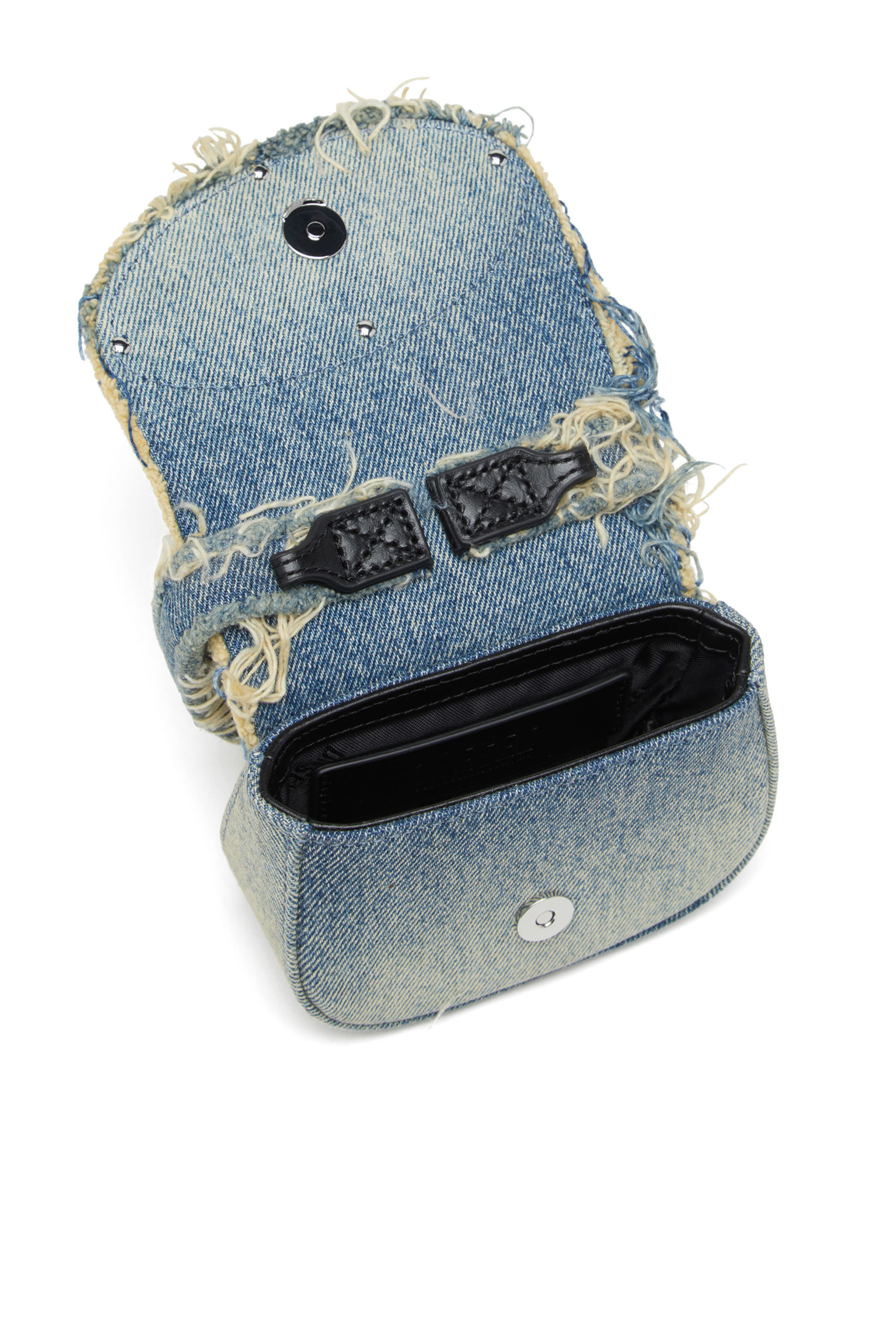 Diesel - 1DR XS, 1DR XS-Iconica mini bag in denim e cristalli Donna in Blu - 4