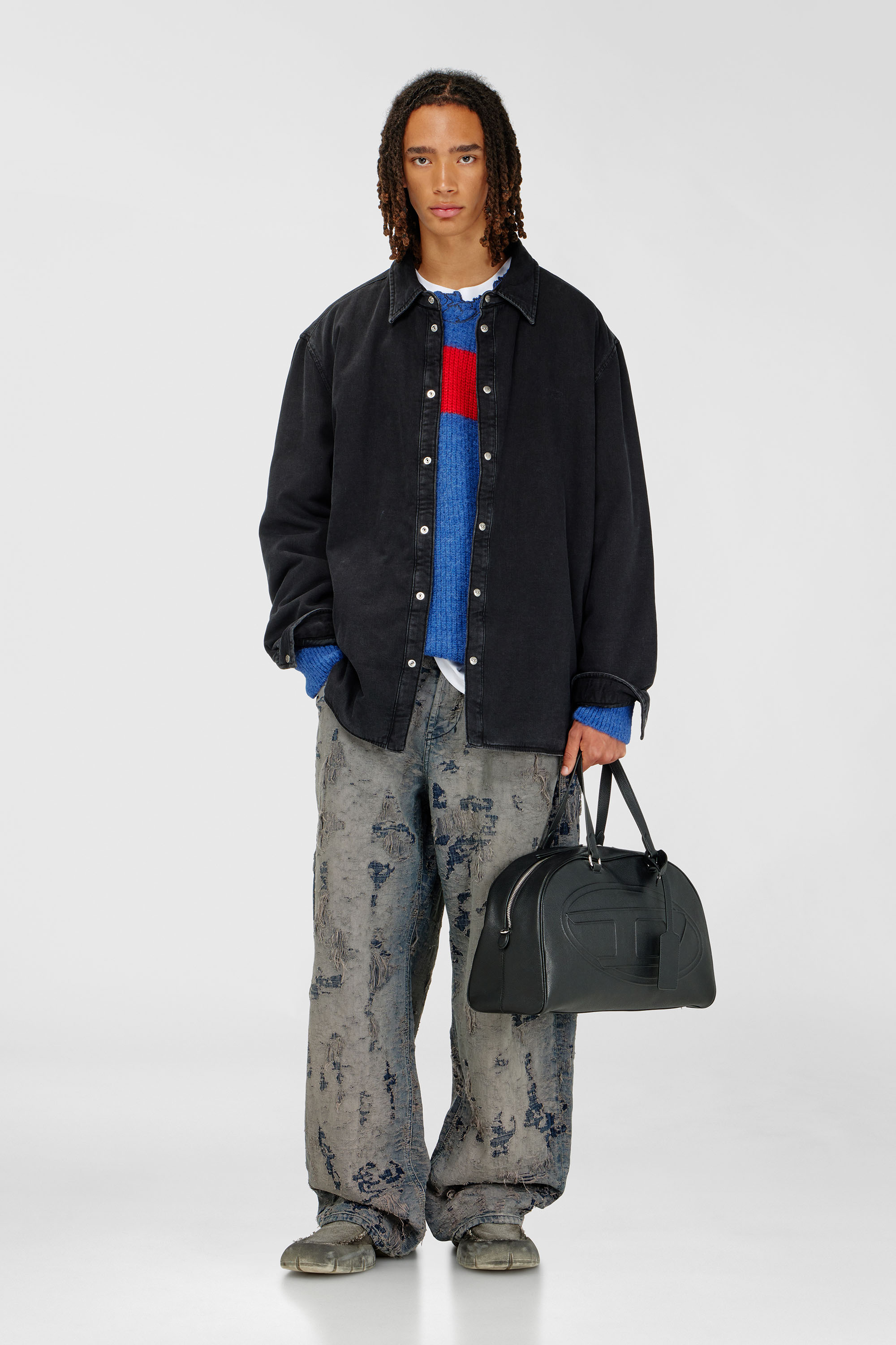 Diesel - D-FLAIM-D, Camicia oversize in denim imbottita Uomo in Nero - 2