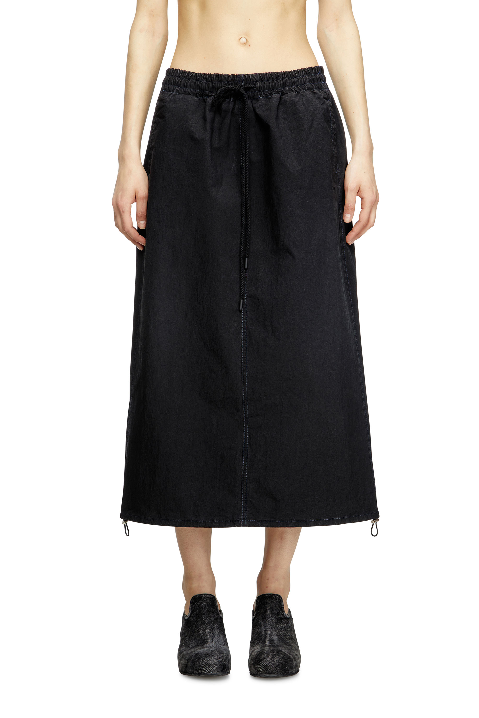 Diesel - DE-OREN-C JOGG, Gonna midi in JoggJeans tecnico Donna in Nero - 1
