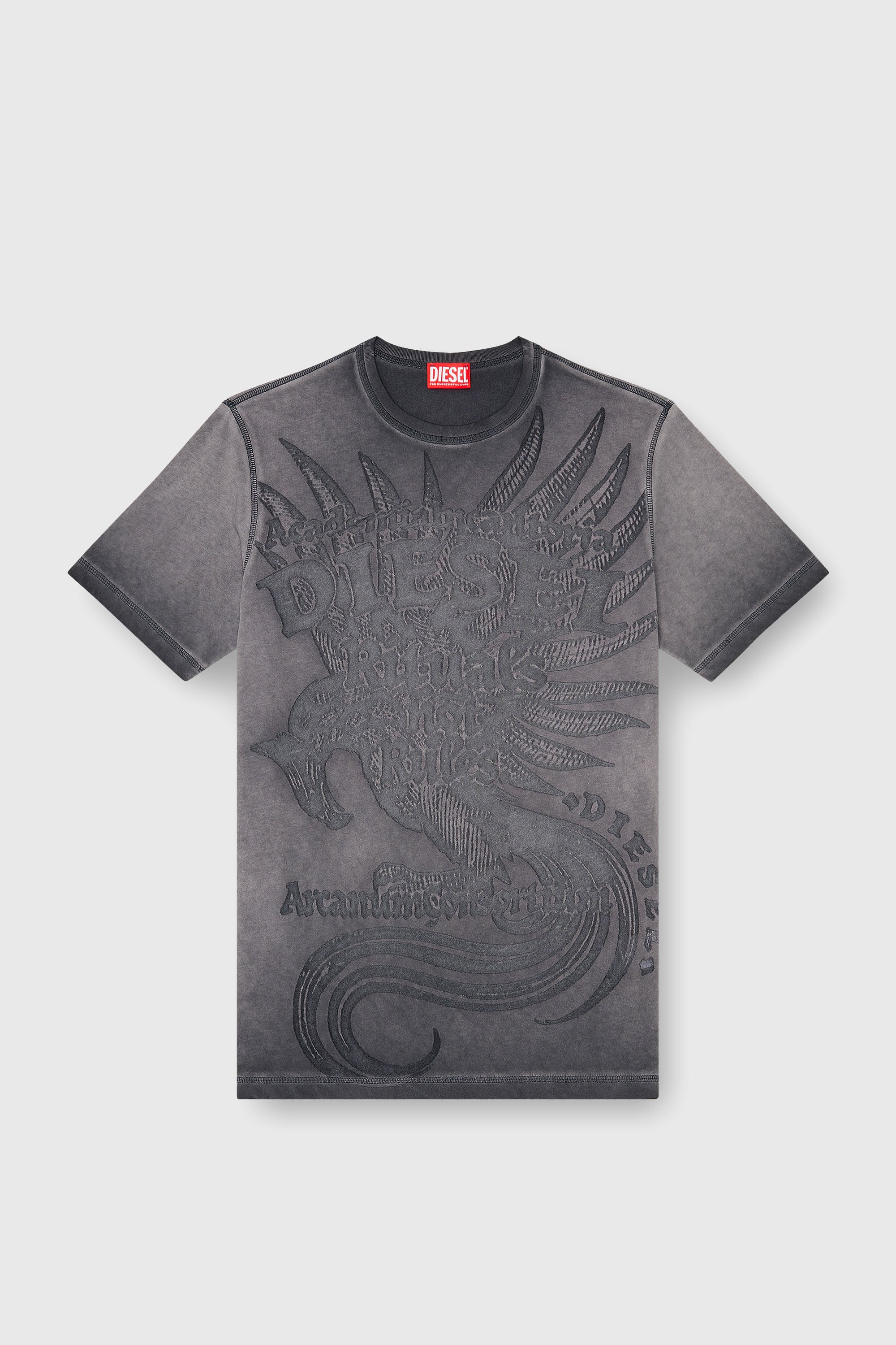 Diesel - T-RAWJUST-AA1, T-shirt in jersey con grafica in rilievo Uomo in Grigio - 2