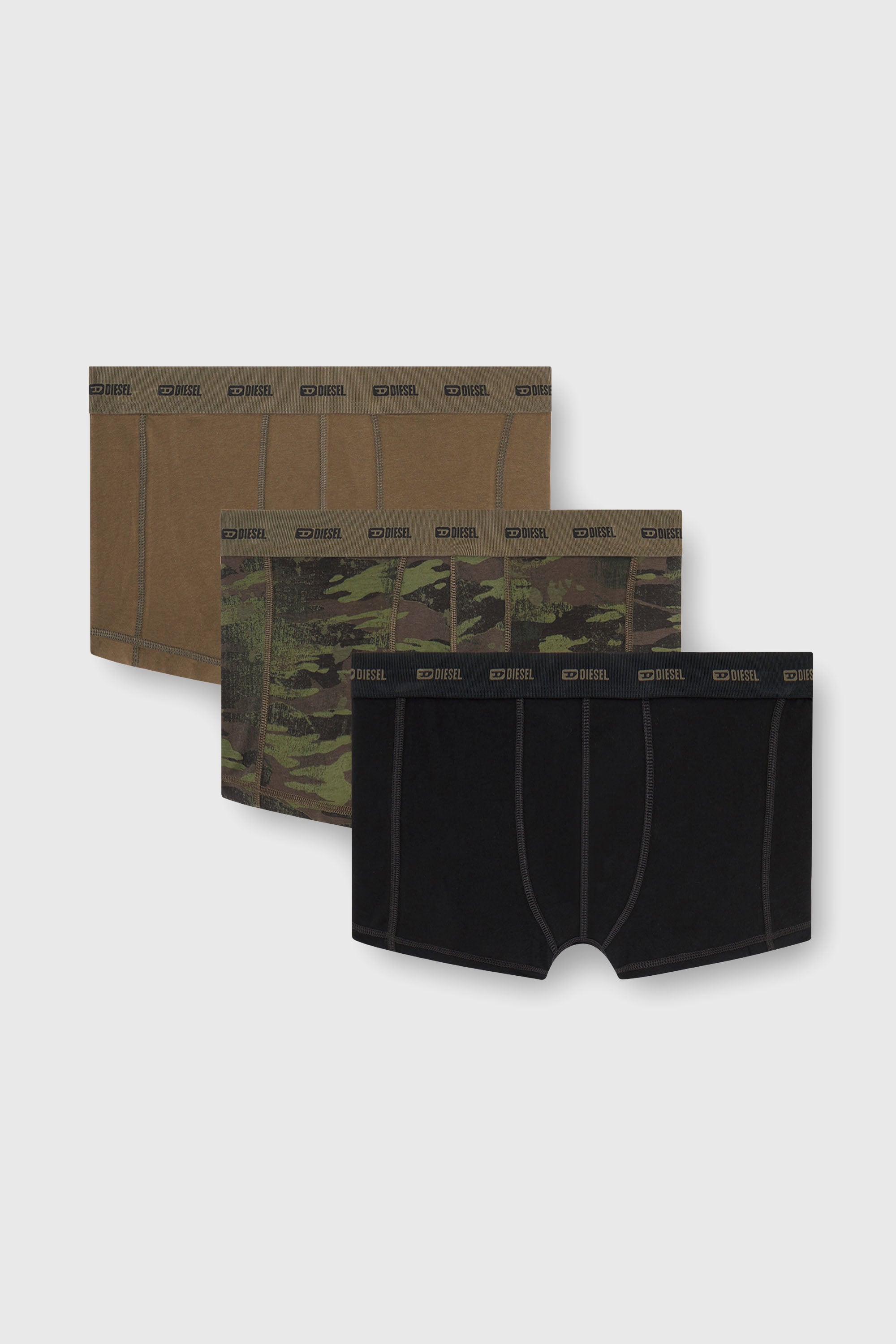 Diesel - DAMIEN-UTLT-3PACK, Set da tre boxer a tinta unita e camouflage Uomo in Nero - 1