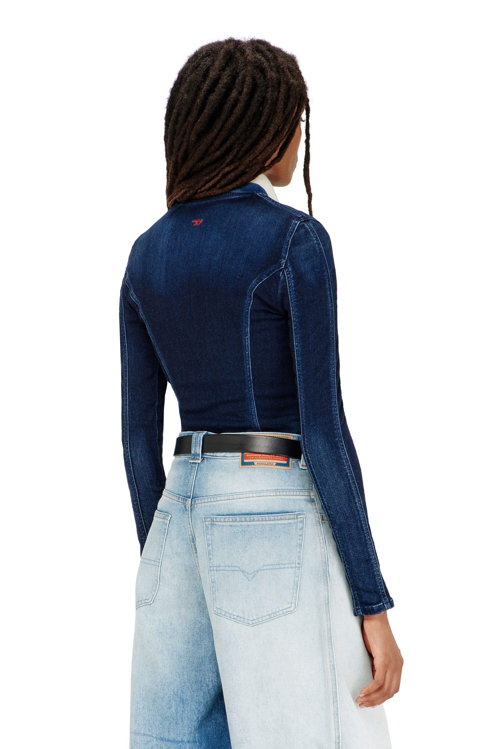 Diesel - DE-GARY-D JOGG, Giacca cropped in JoggJeans Donna in Blu - 4