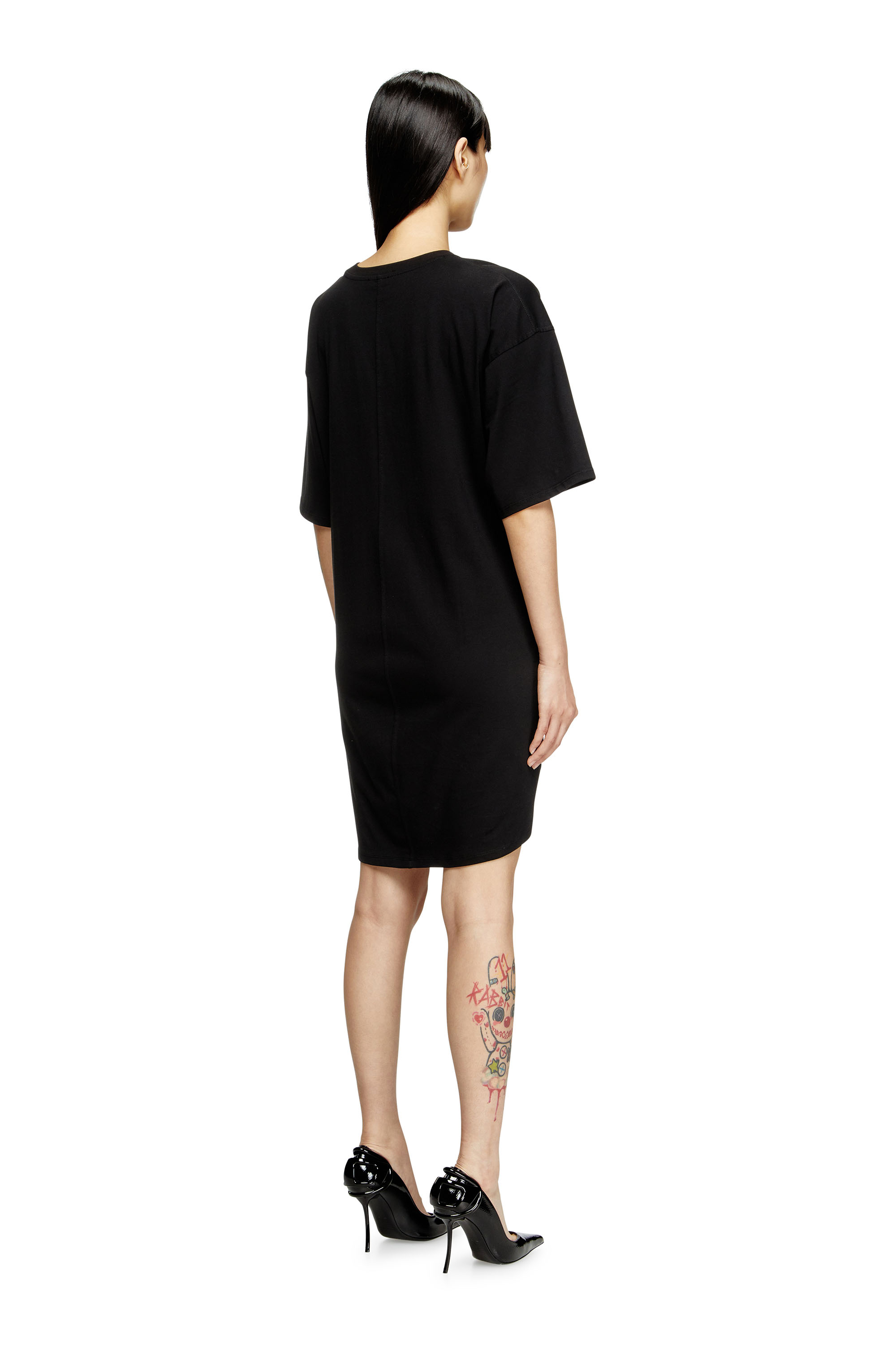 Diesel - D-EIVOR, Abito T-shirt con nodo frontale Donna in Nero - 4