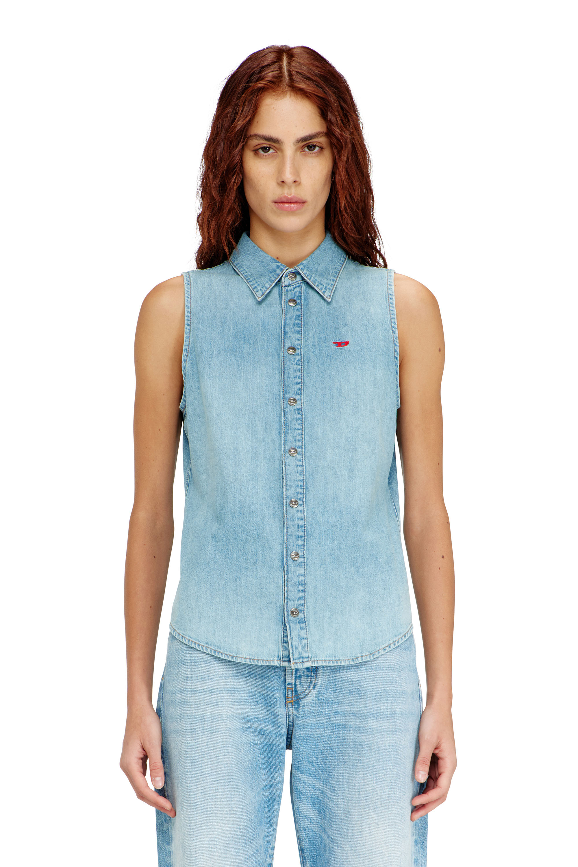 Diesel - DE-EAZY-SL, Camicia di jeans senza maniche Donna in Blu - 1
