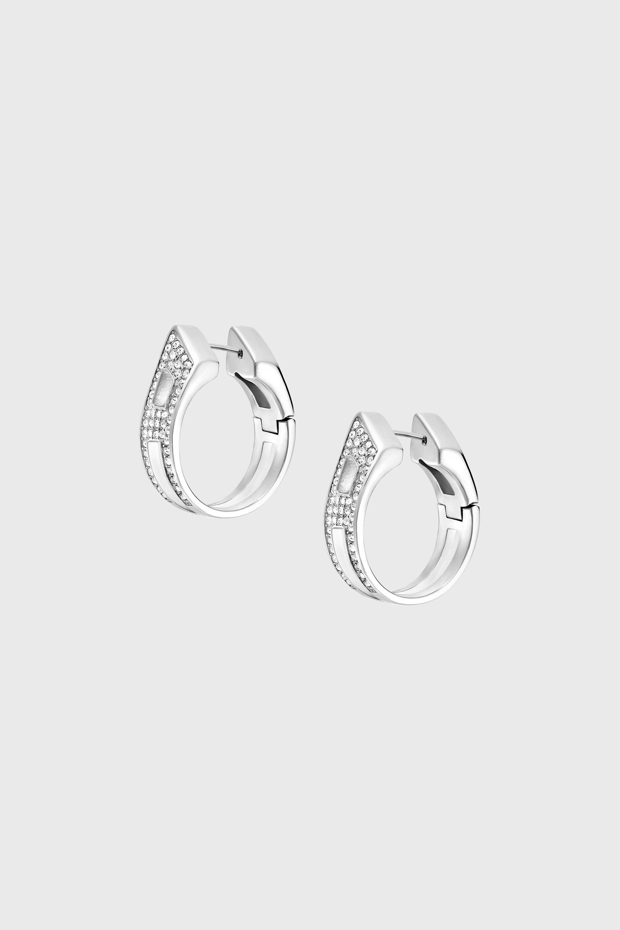 Diesel - DX1739040, Orecchini a cerchio in acciaio inox con pav&eacute; Unisex in Argento - 1