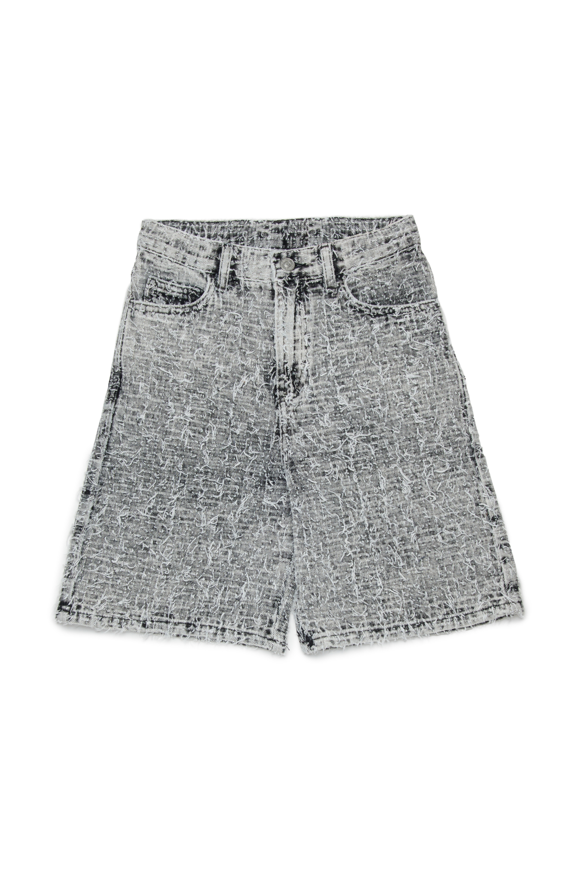 Diesel - D-ARGJX-SHORT-J, Shorts in denim con finitura testurizzata Donna in Grigio - 1