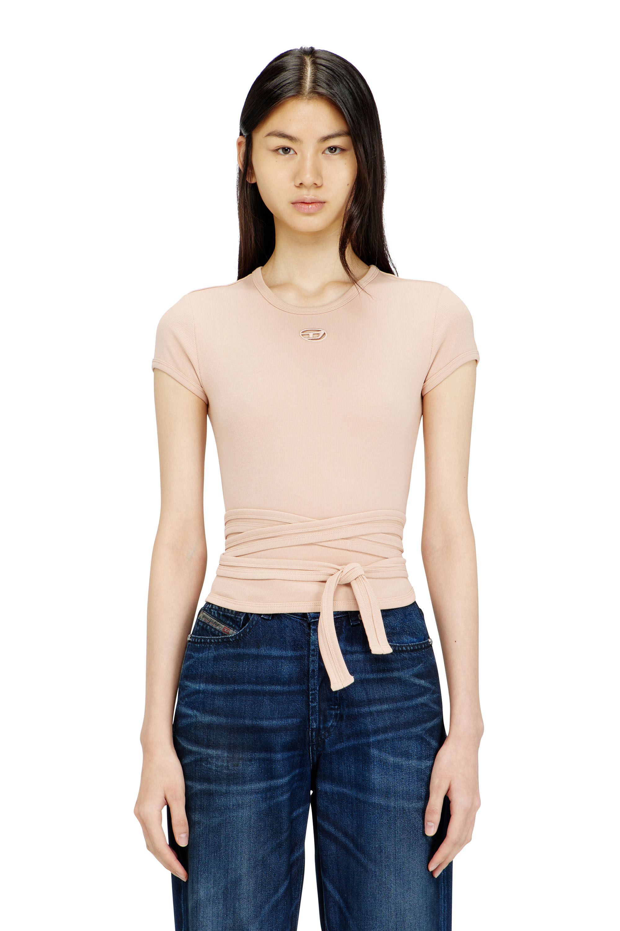 Diesel - T-BUNNY-TAIL-S1, Top a costine con lacci avvolgenti Donna in ToBeDefined - 1