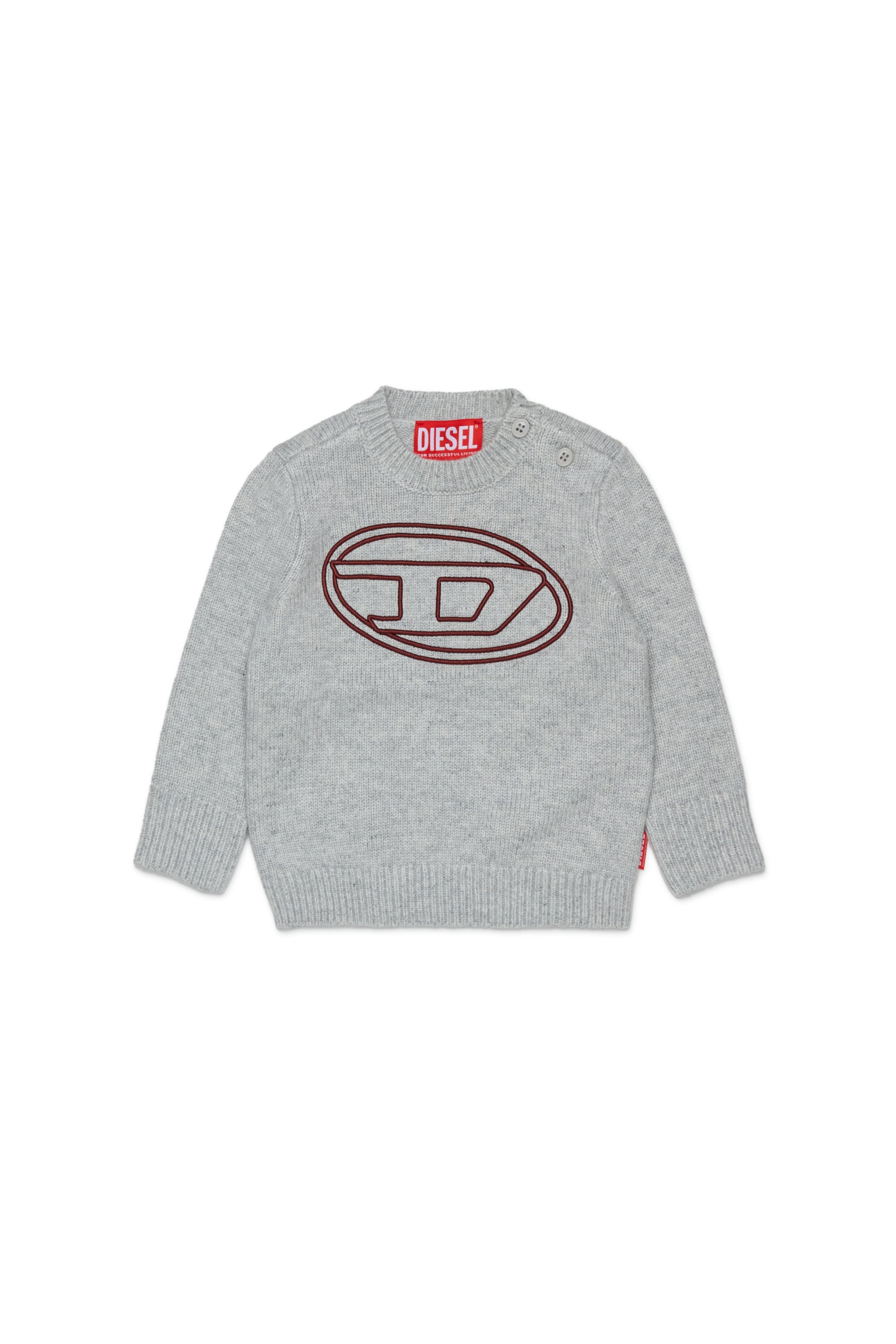 Diesel - KOMYB, Maglia in cachemire con grande Oval D Uomo in Grigio - 1