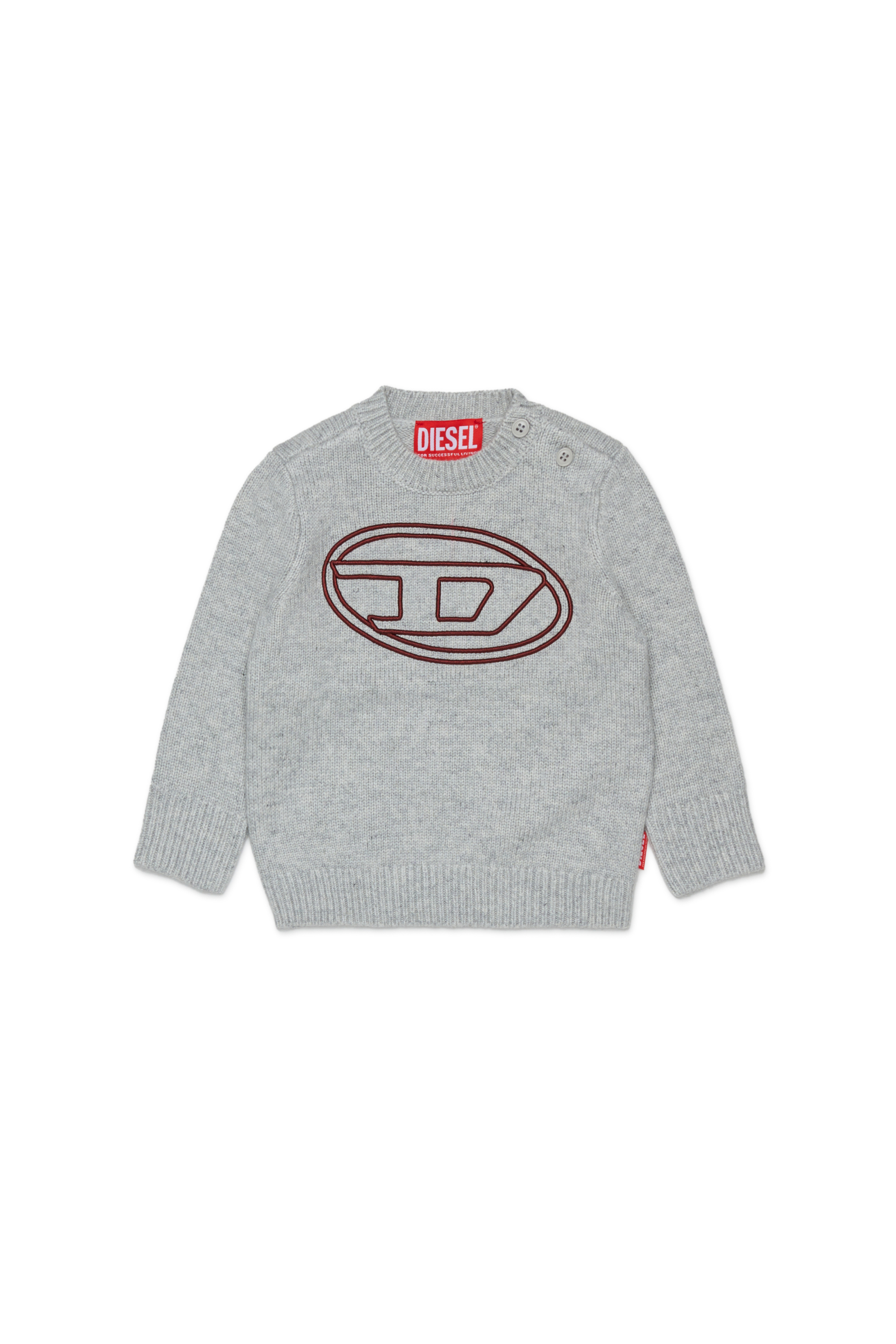 Diesel - KOMYB, Maglia in cachemire con grande Oval D Uomo in Grigio - 1