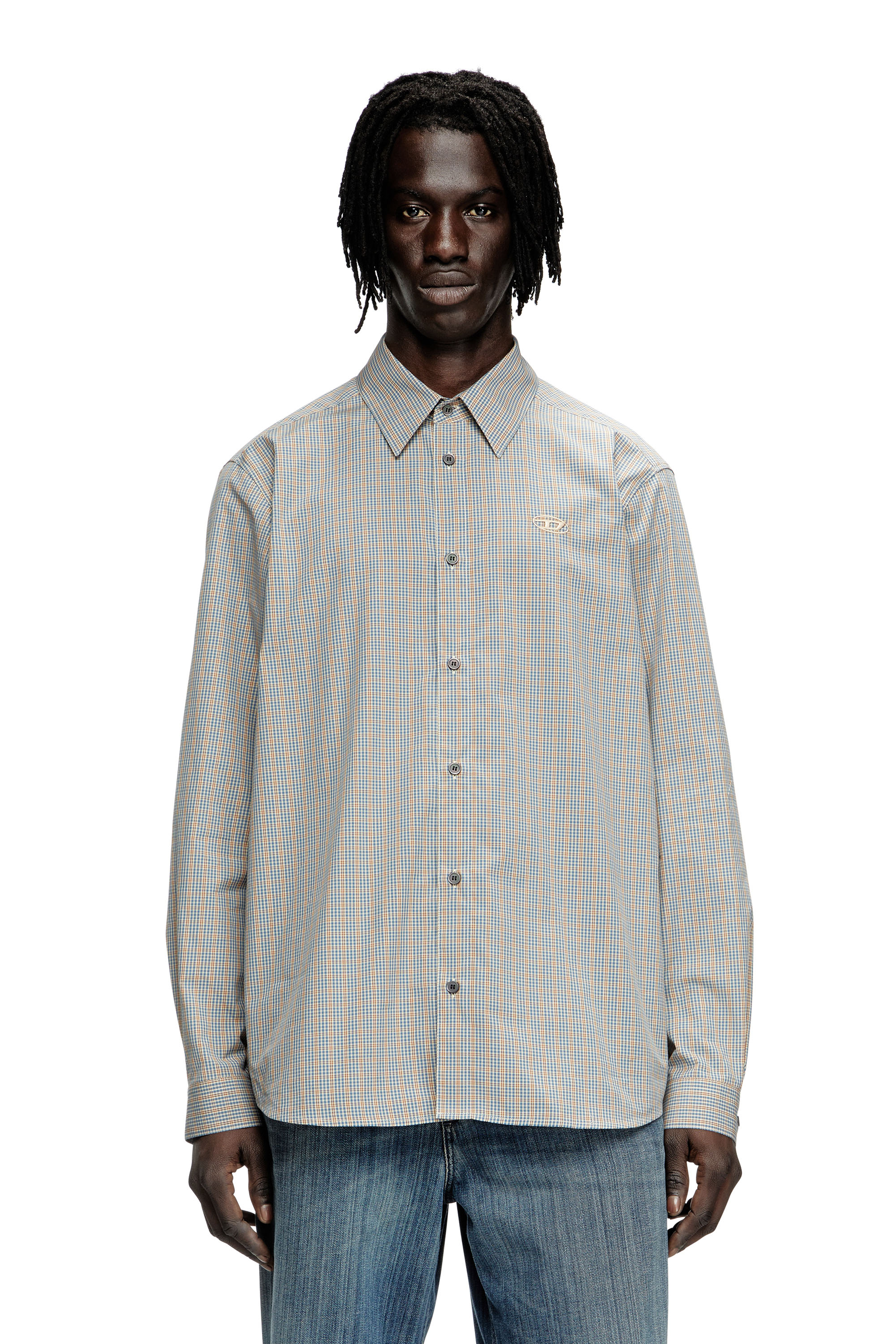 Diesel - S-SIMPLY-DLBV, Camicia a quadretti con Oval D ricamato Uomo in Multicolor - 1