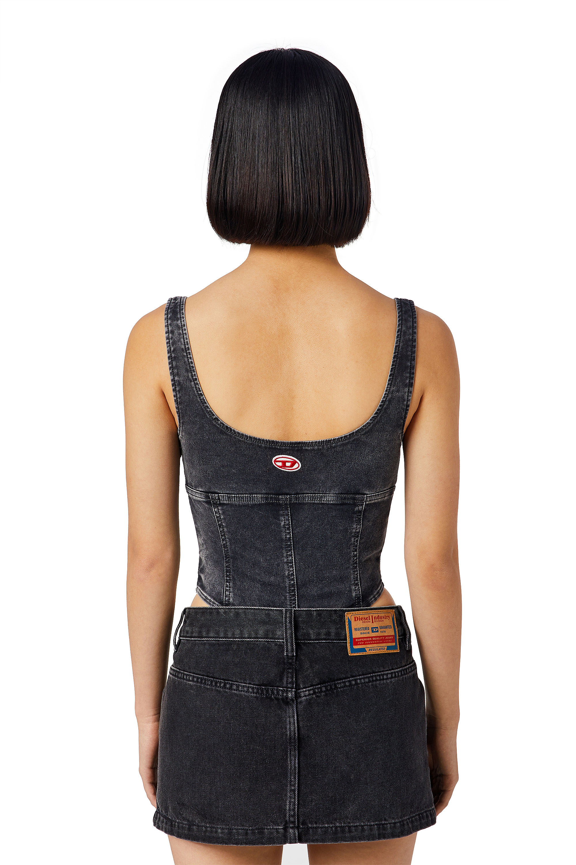 Diesel - D-GELLERT TRACK DENIM BODYSUIT, Nero/Grigio scuro - Image 4