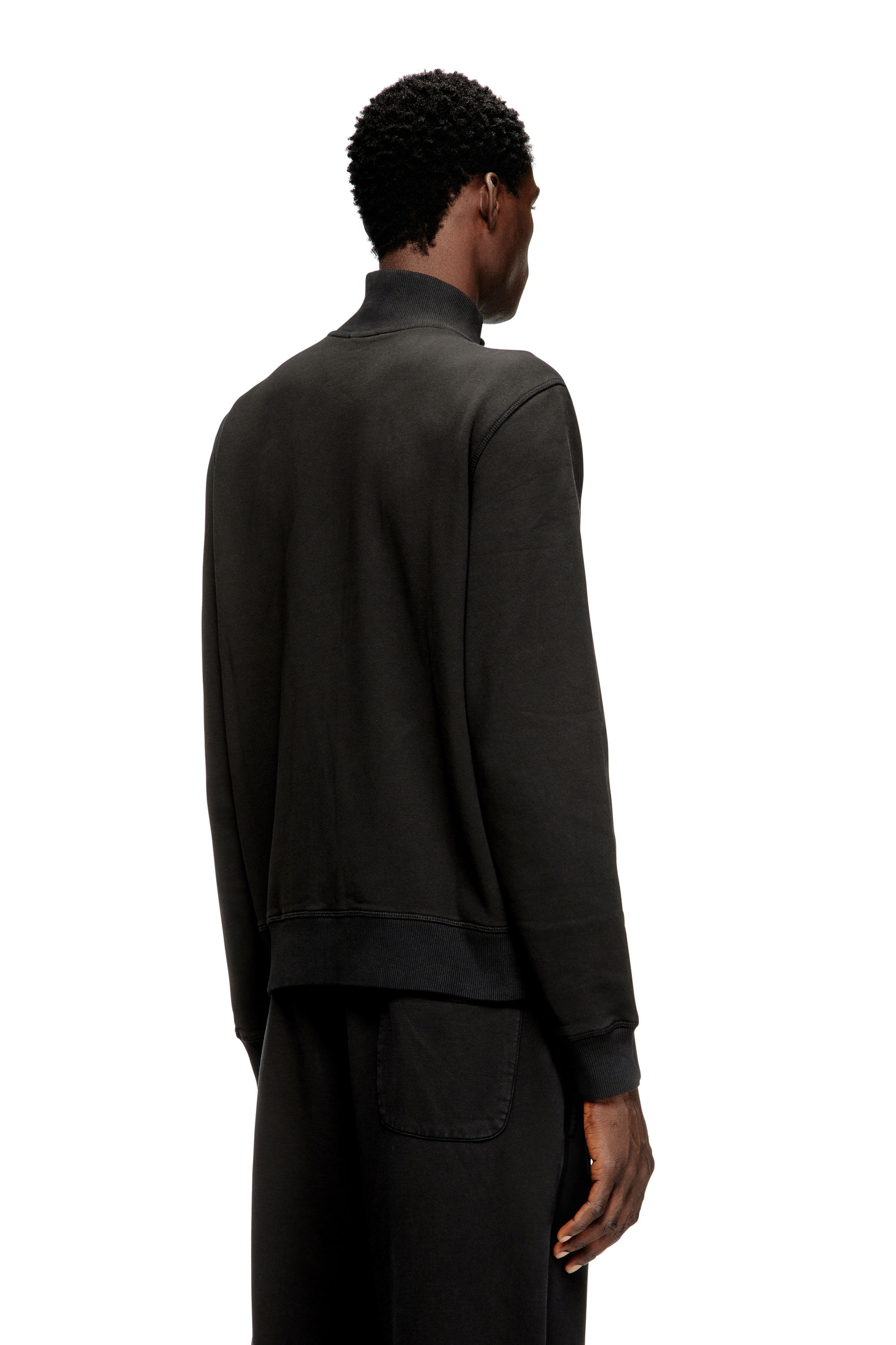 Diesel - S-GINN-ZIP-IOD, Felpa con collo alto e Oval D metallico Uomo in Nero - 4