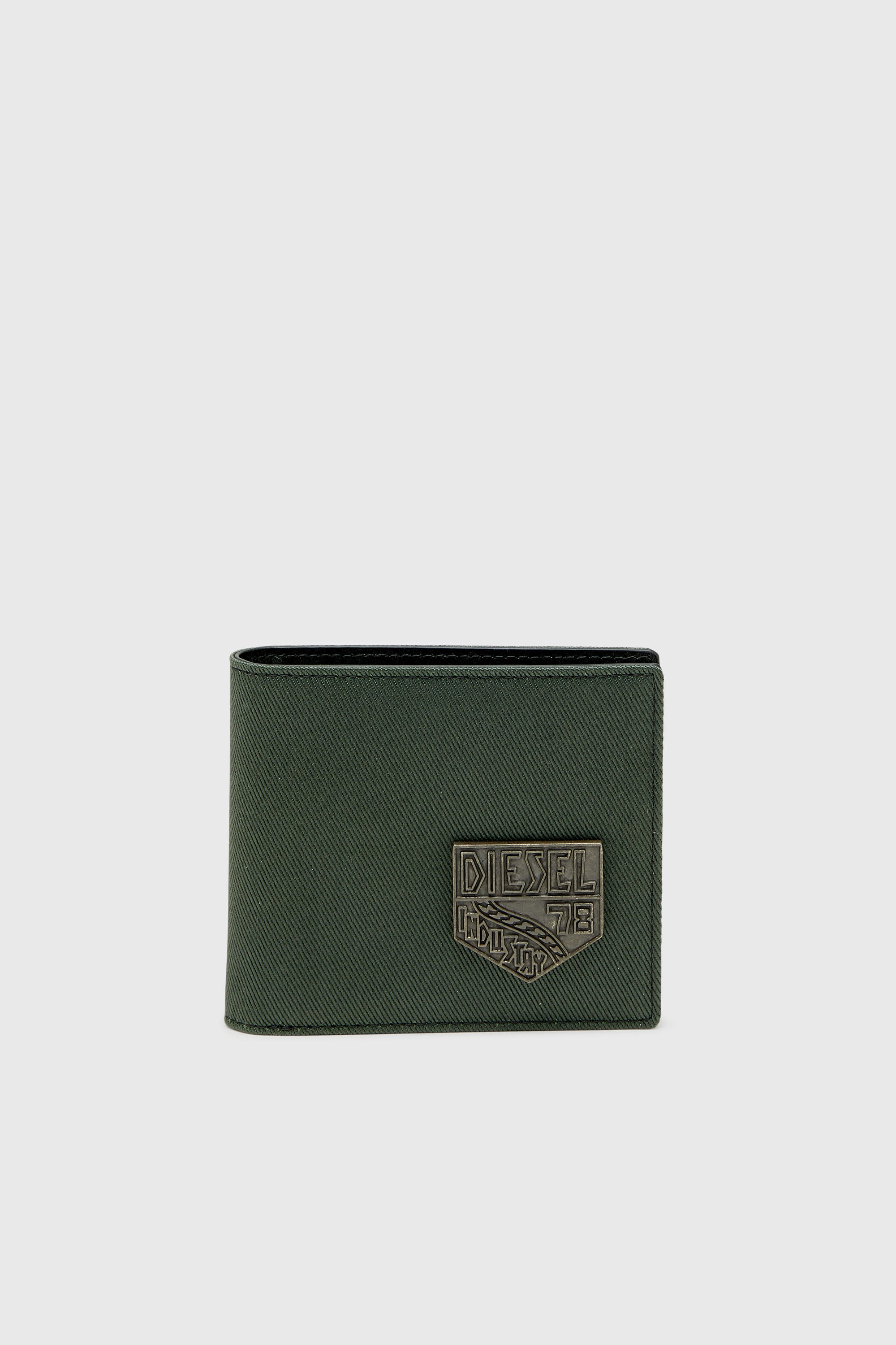 Diesel - D-PACK BI FOLD COIN 3D, Portafoglio piccolo bi-fold con patch Diesel Uomo in Verde - 1