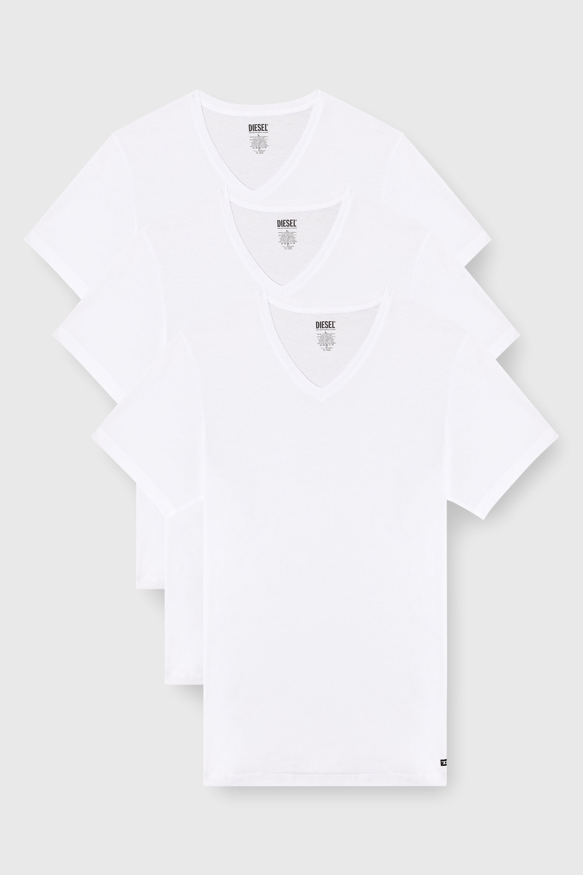 Diesel - MICHAEL-D-BOX-3PACK, Man's Three-pack of V-neck T-shirts in White - 1