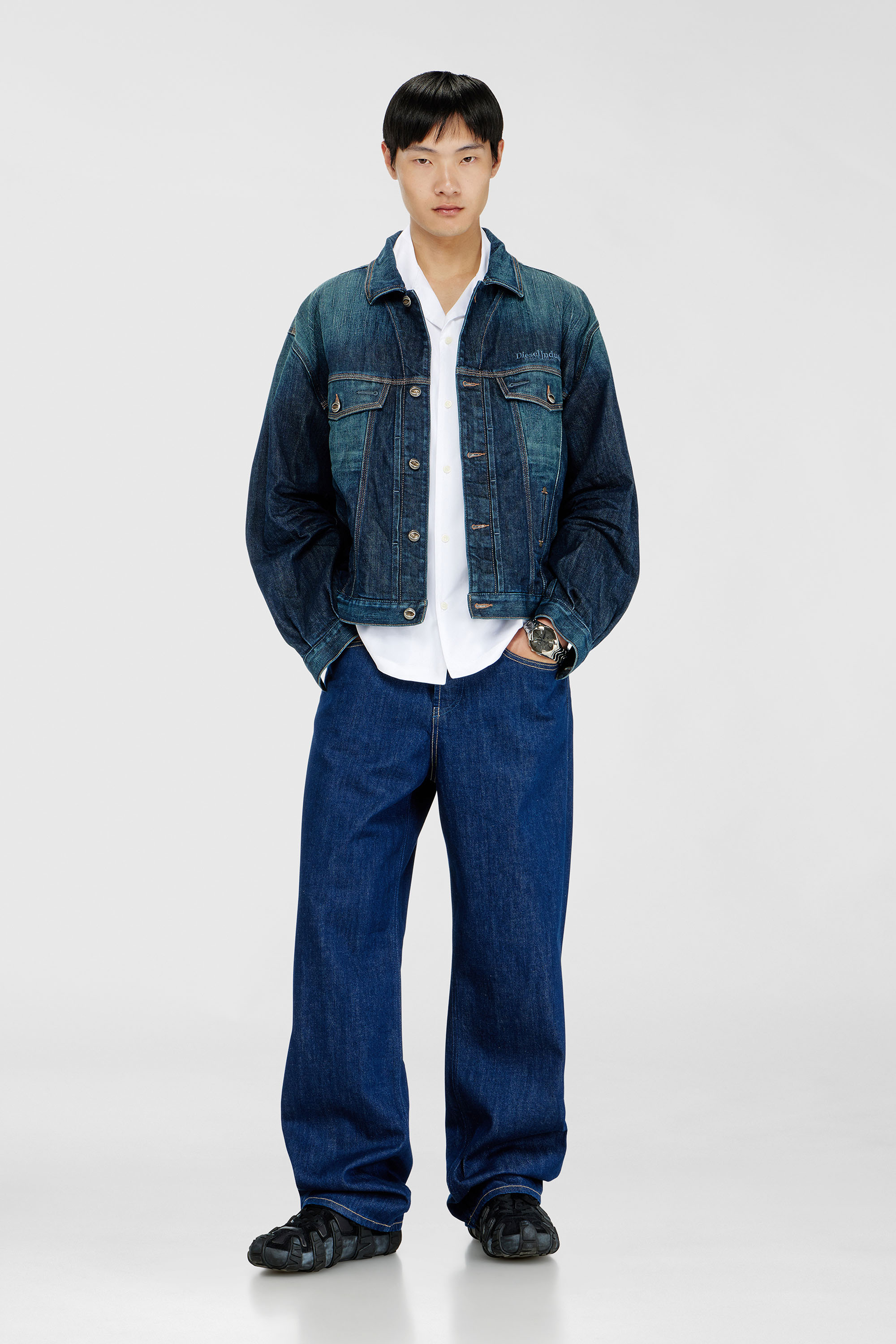 Diesel - S-MAC-GSBH, Camicia in popeline elasticizzato con ricamo Oval D Uomo in Bianco - 2