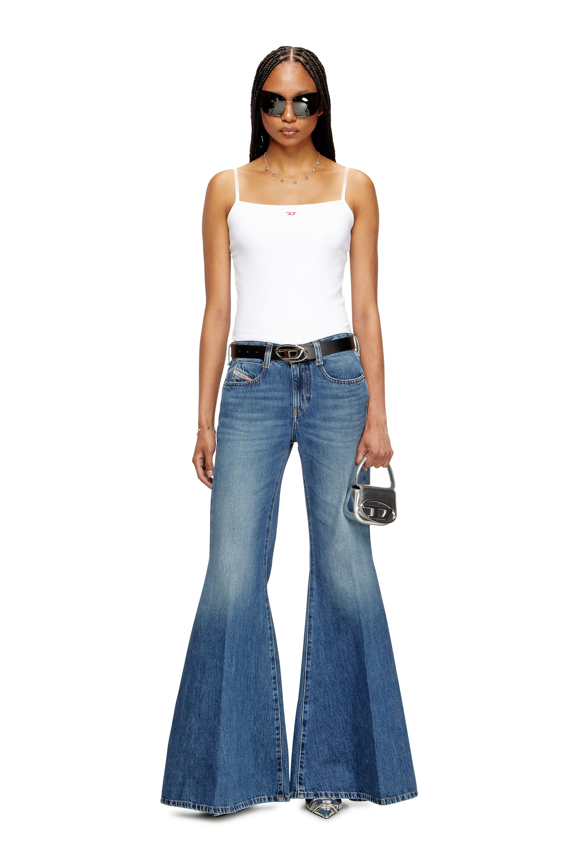 Diesel - Flare Jeans 1970 D-Bleess 09M56 Donna, Blu medio - Image 1