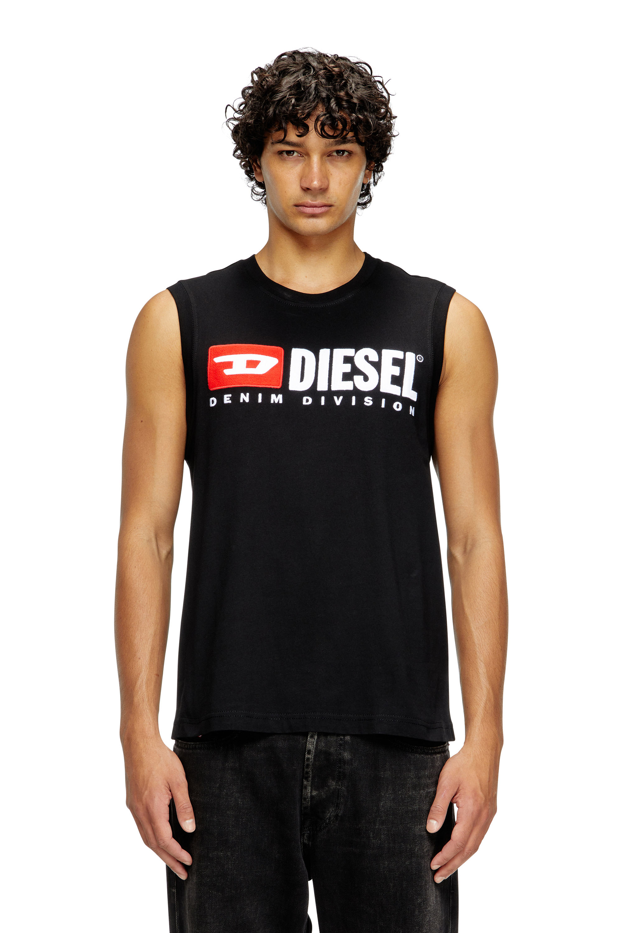 Diesel - T-ISCO-DIV, Canotta con stampa logo sul petto Uomo in Nero - 1