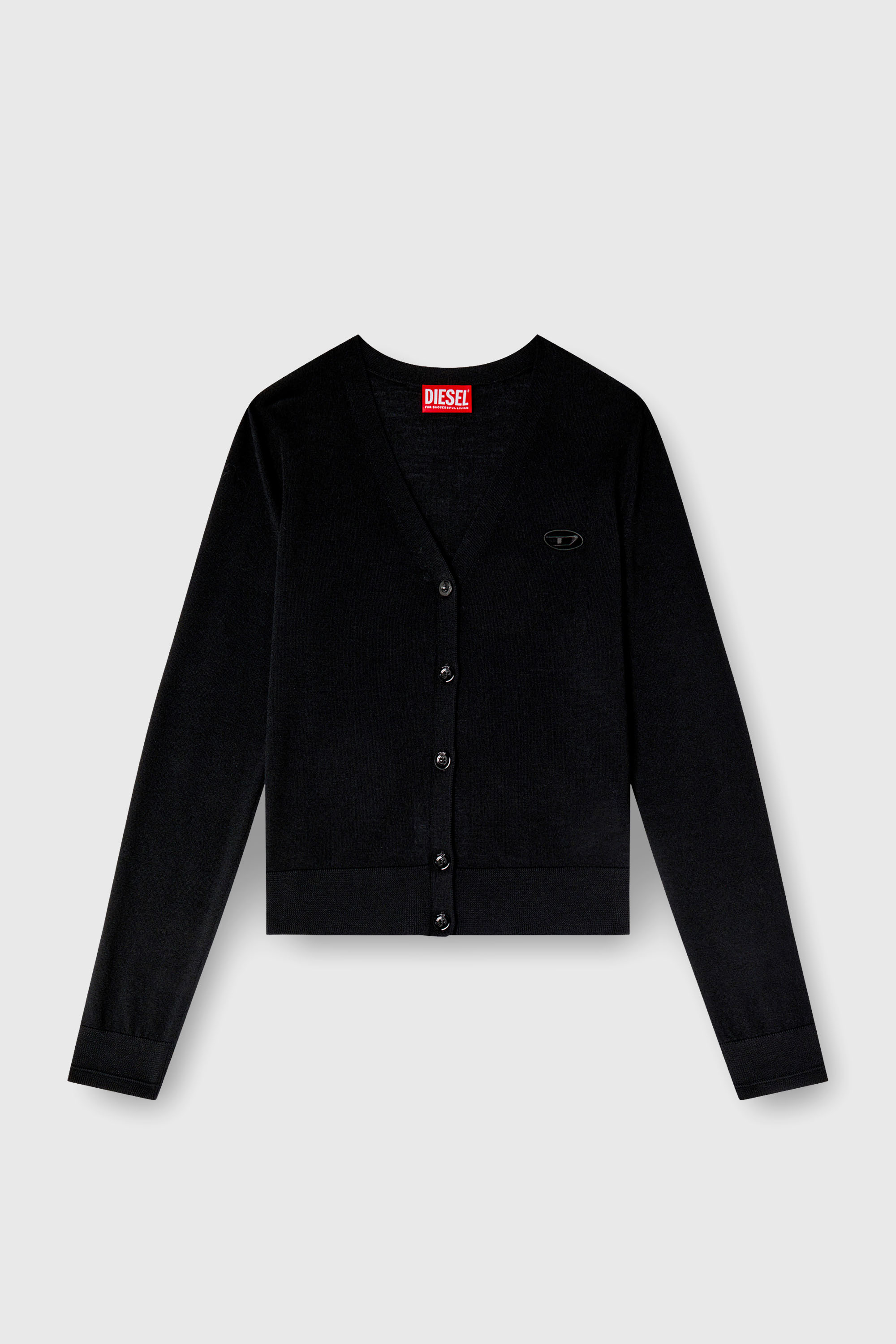 Diesel - M-ALIMA, Woman's Wool cardigan with cut-out logo in Black - 2