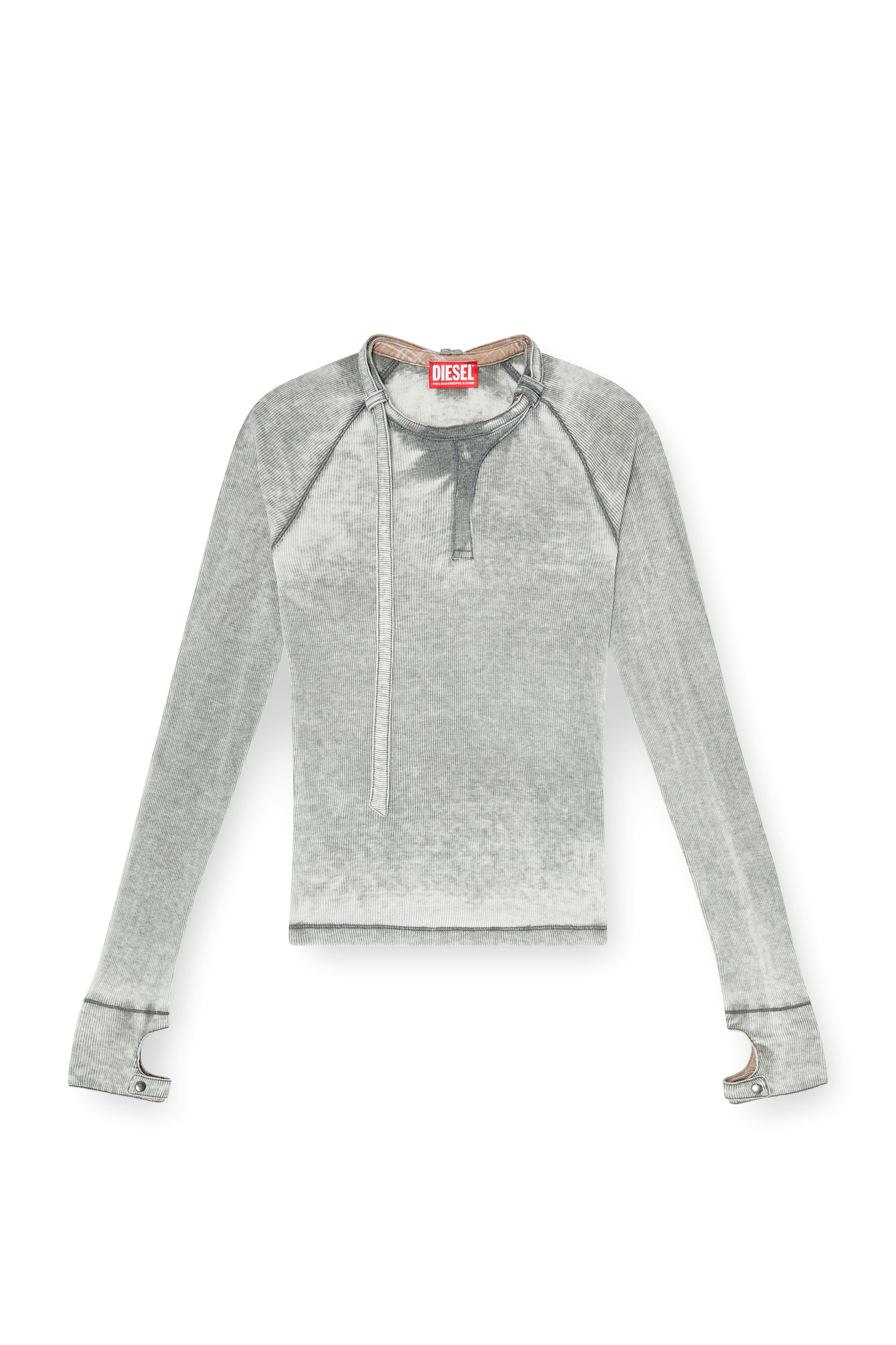 Diesel - T-ECLA, Top in jersey a coste con cinturino biker Donna in ToBeDefined - 3