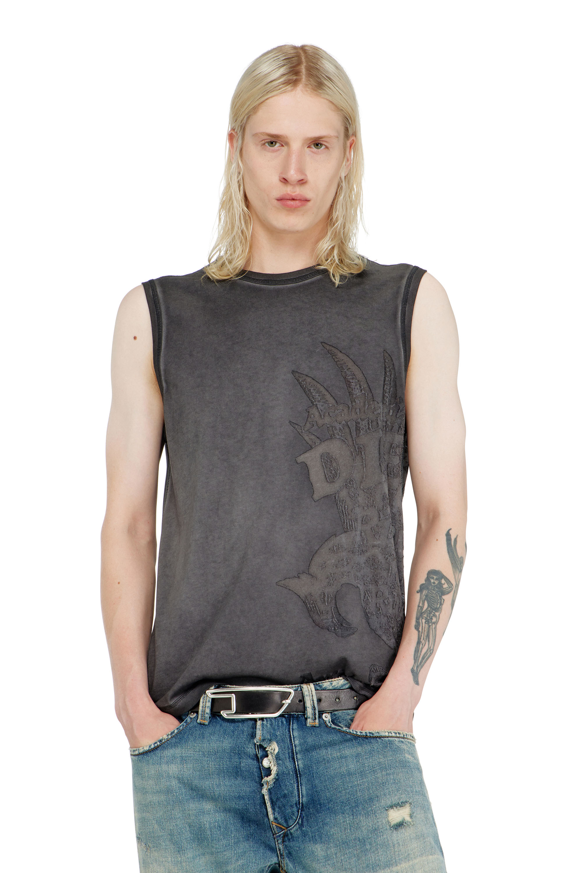 Diesel - T-RAWBISCO, Top smanicato con grafiche in rilievo Uomo in ToBeDefined - 3