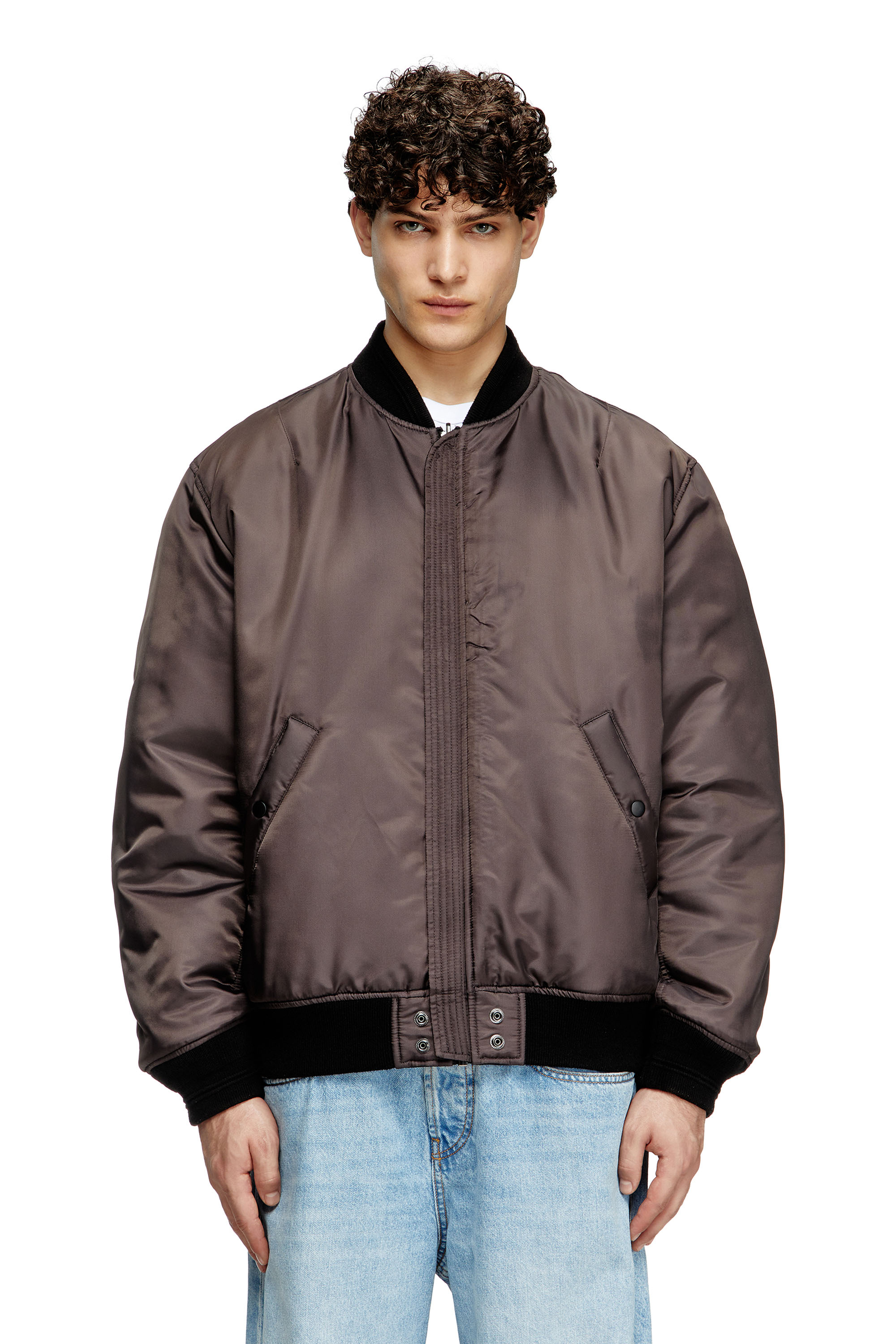 Diesel - J-HELD, Bomber in nylon imbottito con Oval D Uomo in Nero - 6