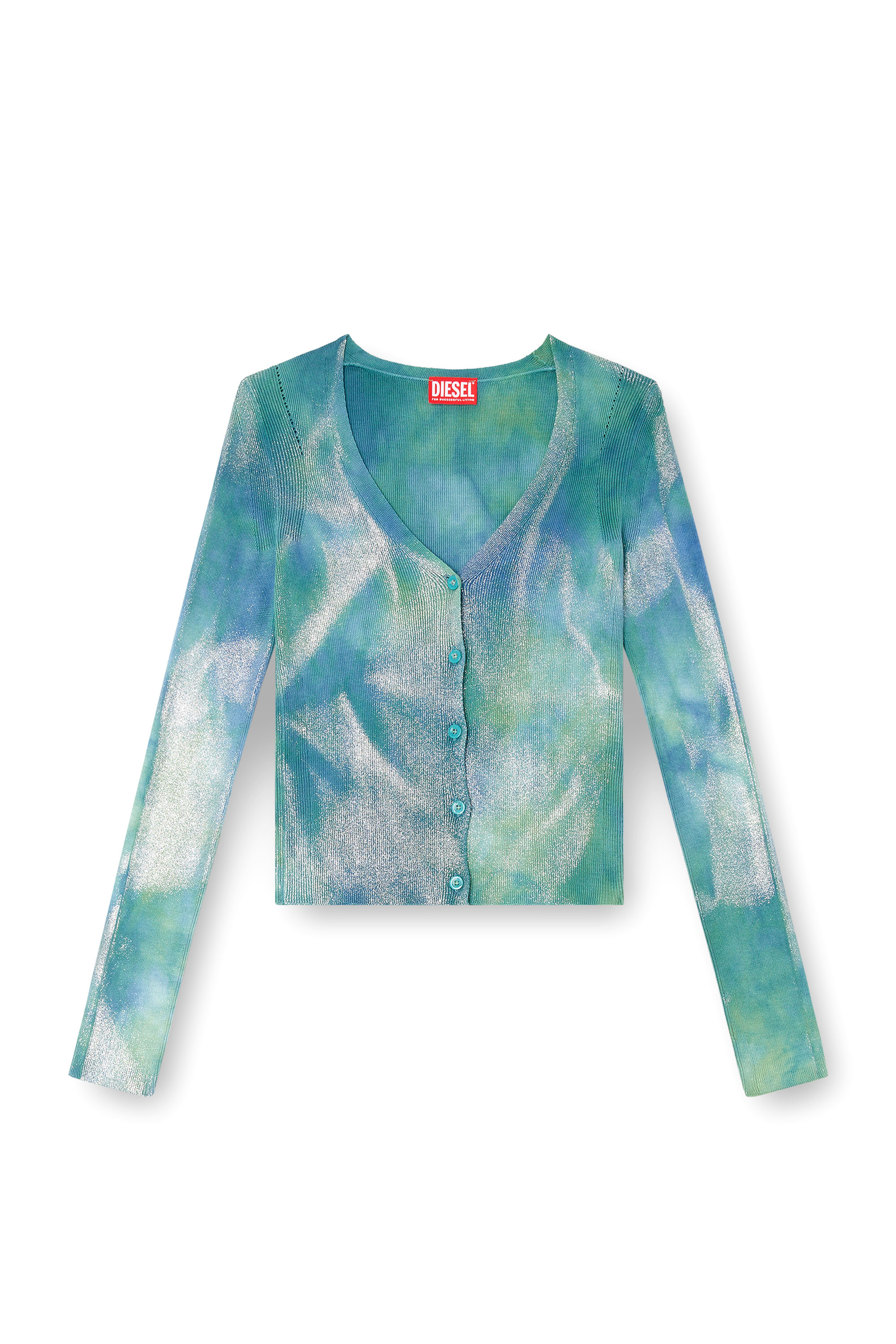 Diesel - M-ISOTTA, Cardigan in maglia solarizzata metallica Donna in Blu - 3